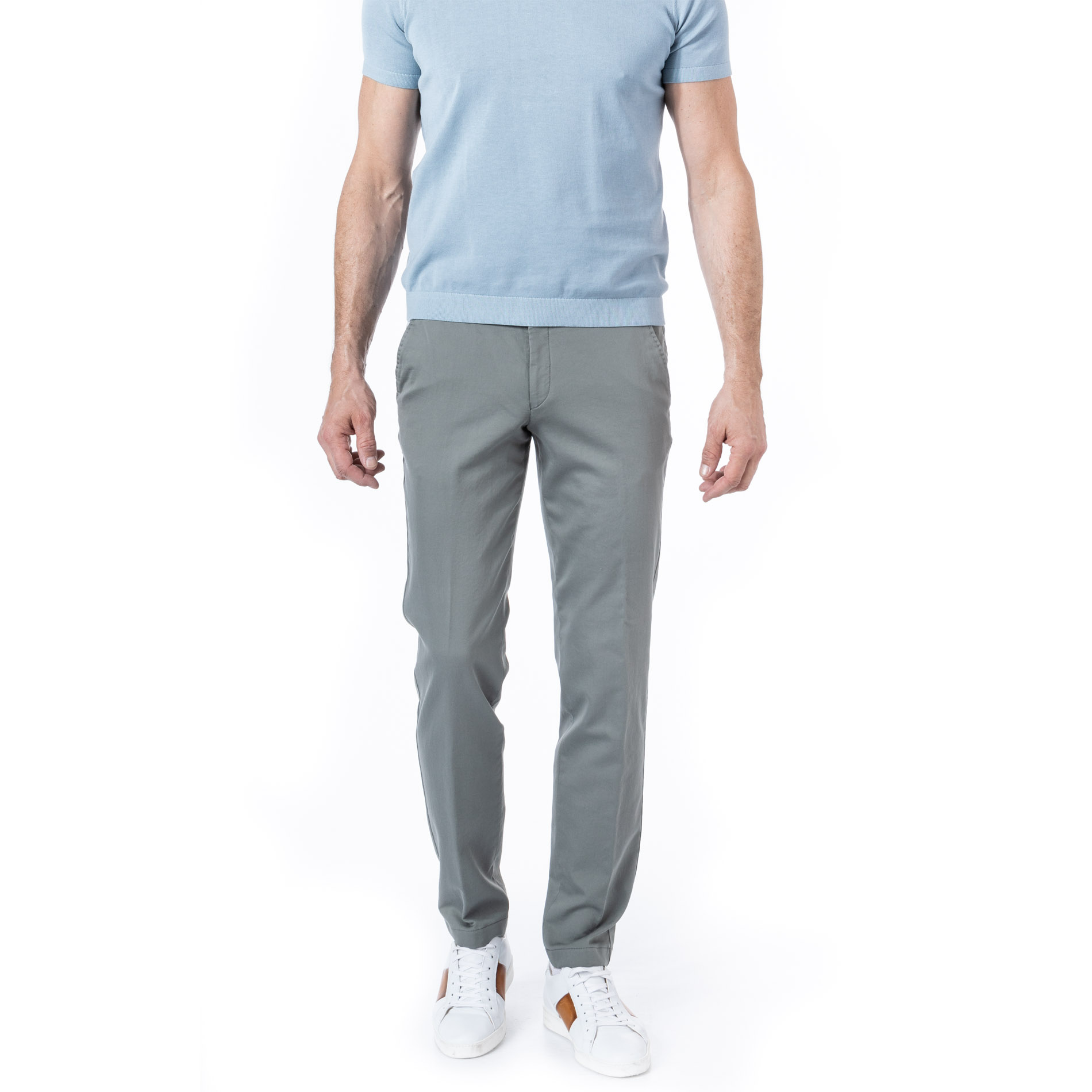 HILTL Herren Hose grau Baumwolle Slim Fit