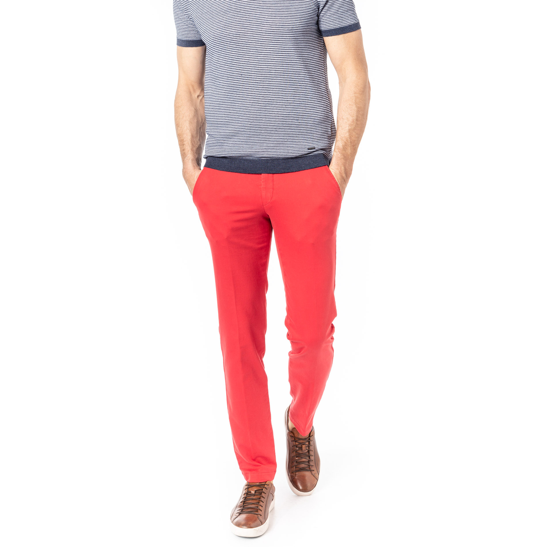HILTL Herren Hose rot Baumwolle Slim Fit