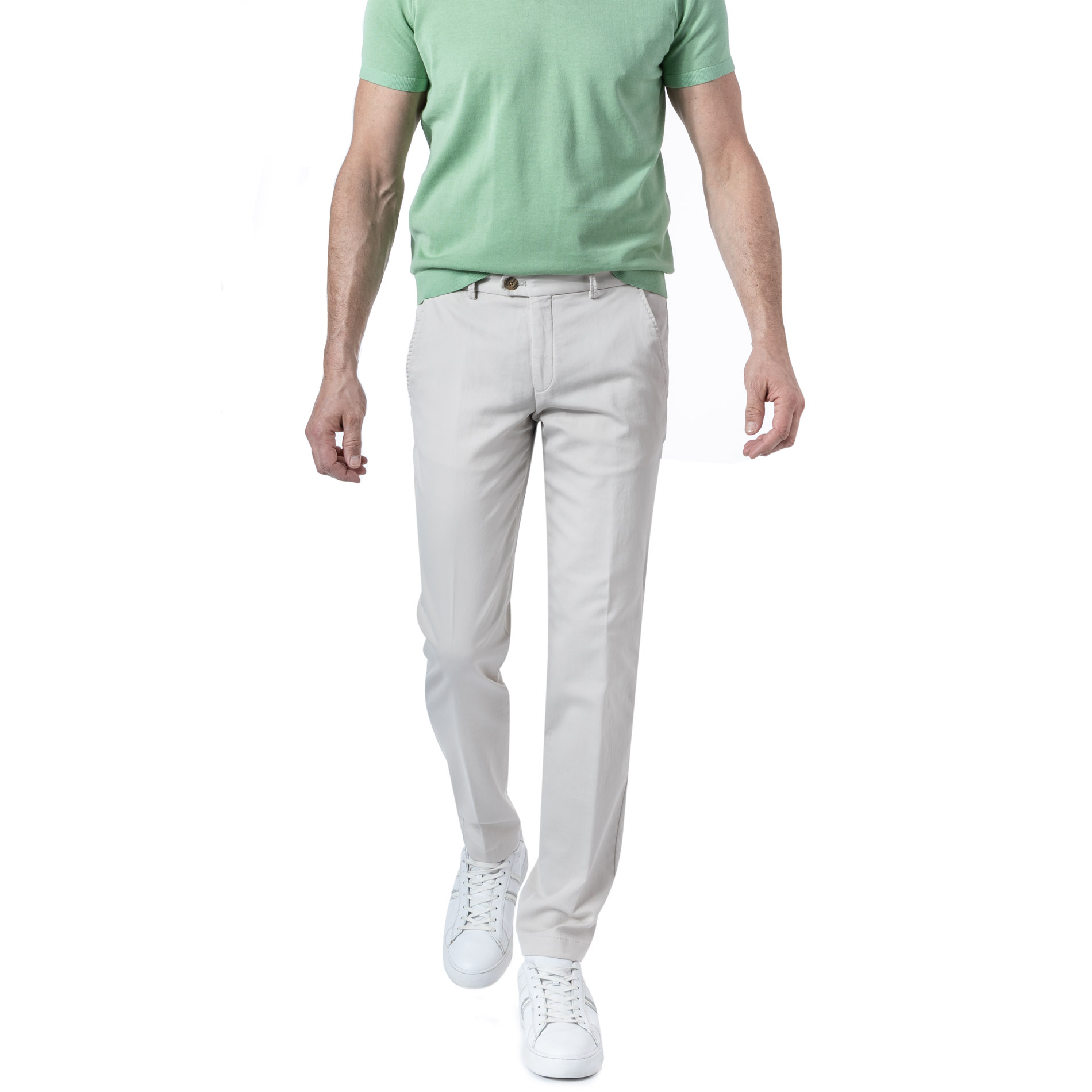 HILTL Herren Hose weiß Baumwolle Slim Fit