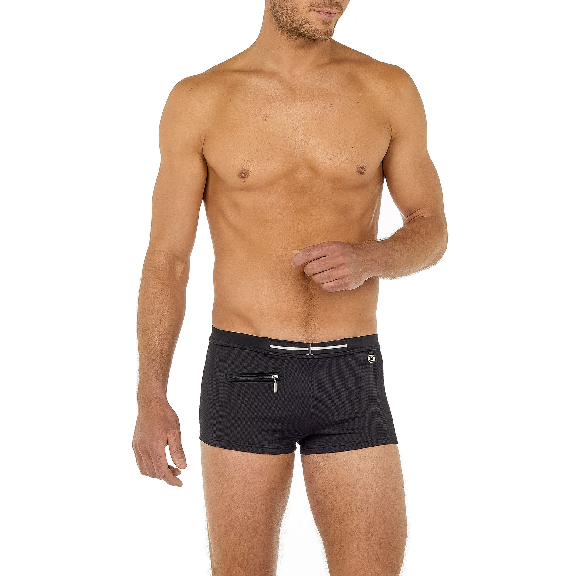 HOM Herren Bademoden schwarz Elasthane unifarben