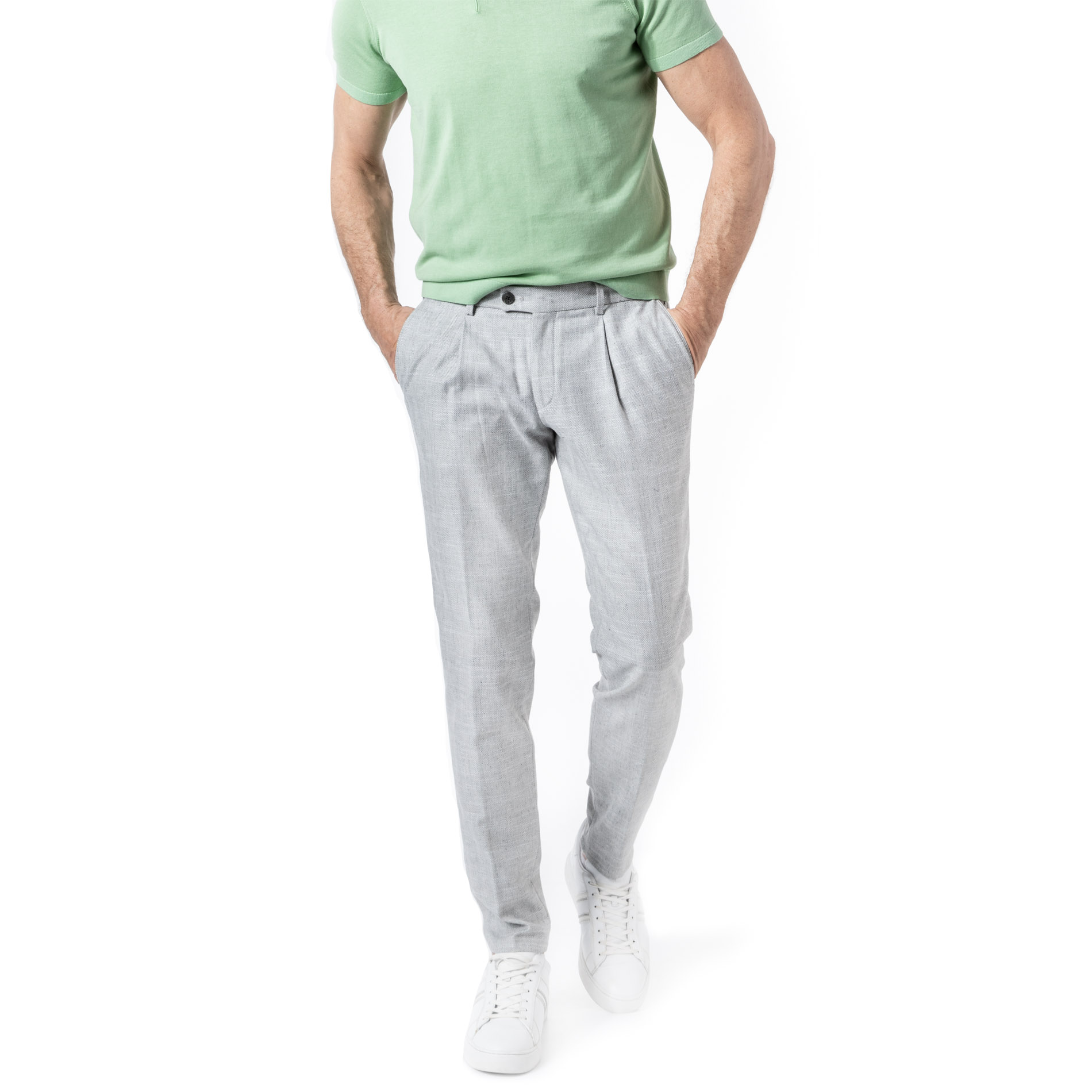 HILTL Herren Hose grau Schurwolle meliert Slim Fit