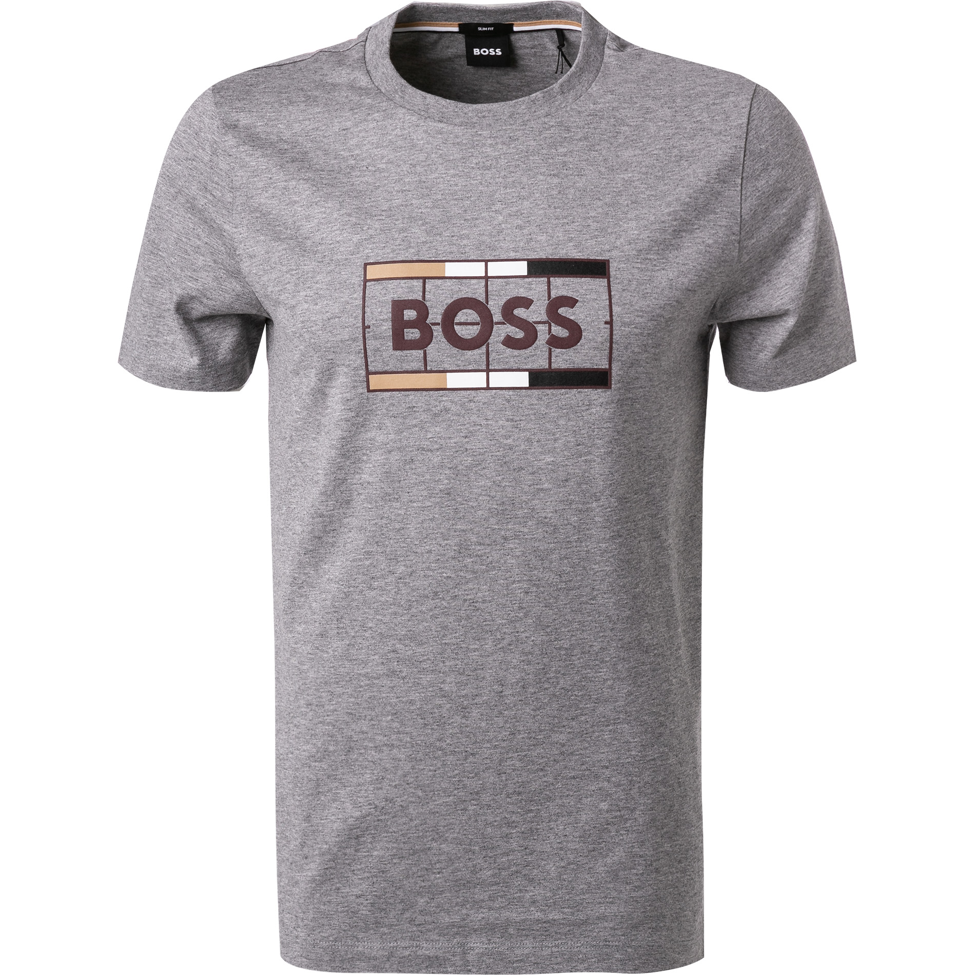 BOSS Black Herren T-Shirt grau meliert Slim Fit