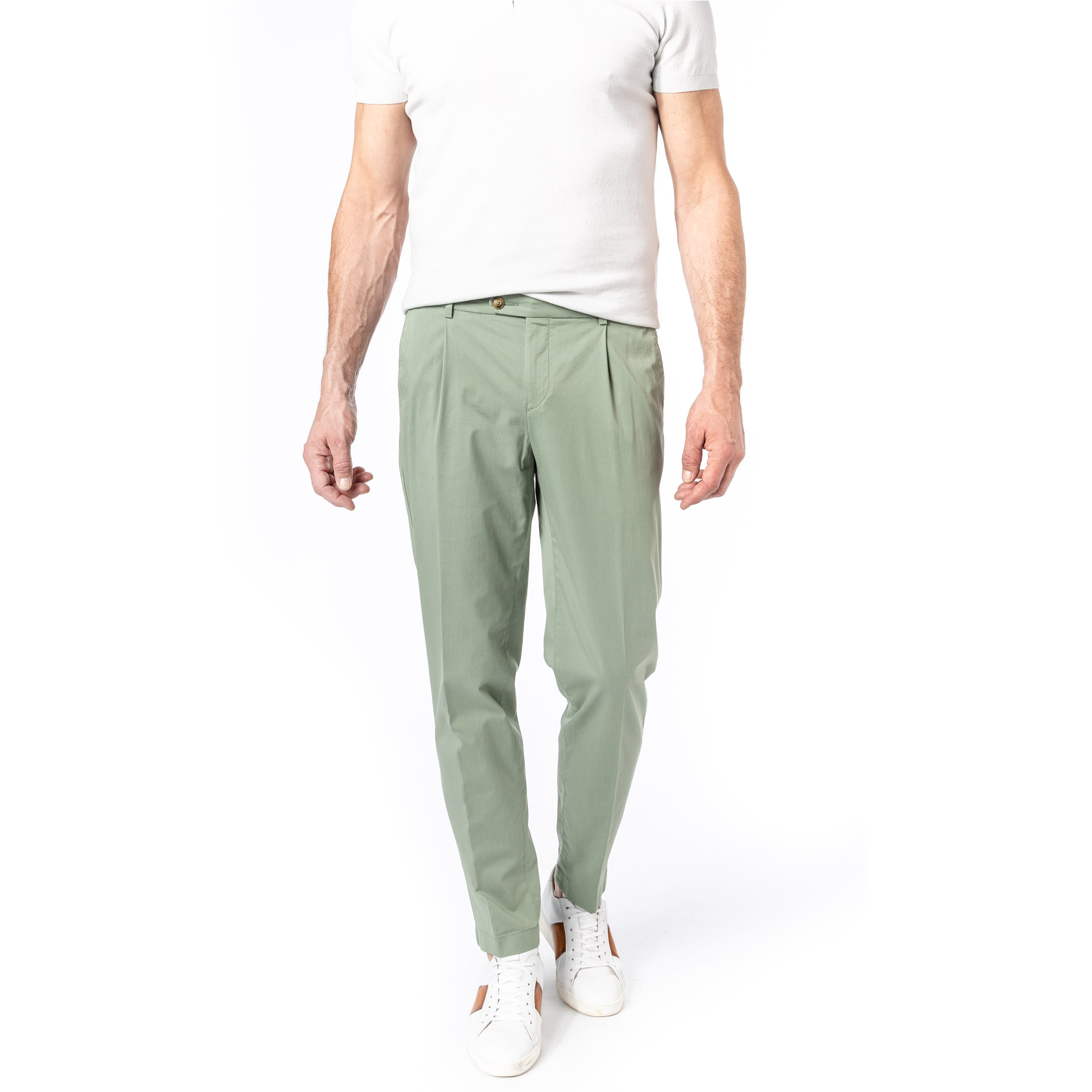 bugatti Herren Bundfaltenhose grün