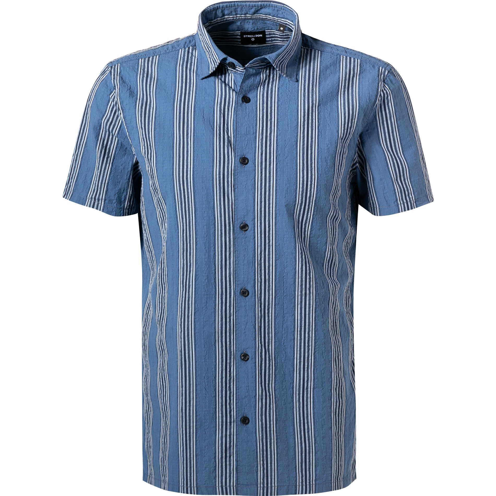 Strellson Herren Kurzarmhemd blau gestreift