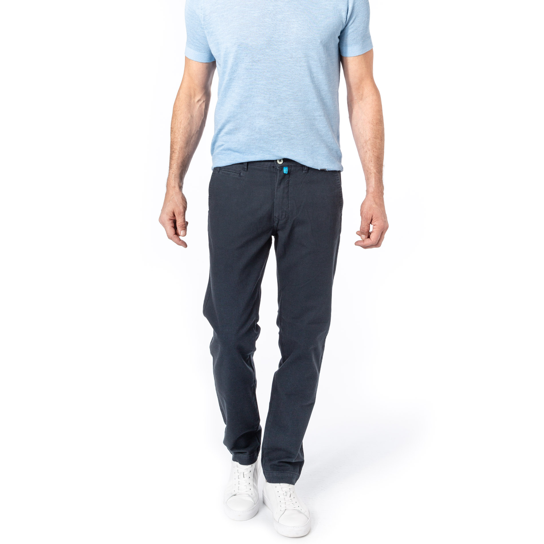 Pierre Cardin Herren Hose blau Baumwolle meliert