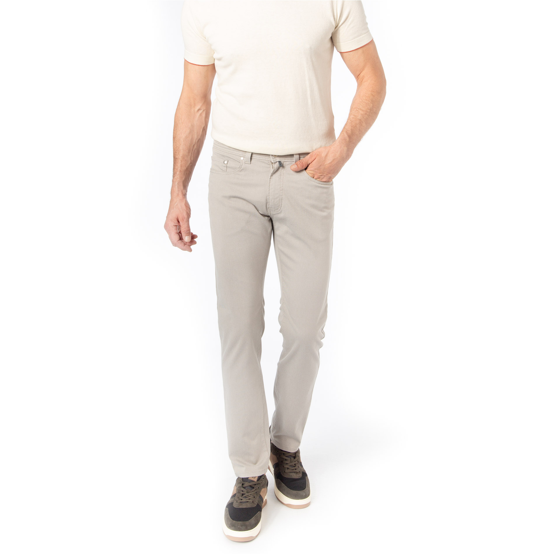 Pierre Cardin Herren Hose grau Baumwoll-Stretch meliert