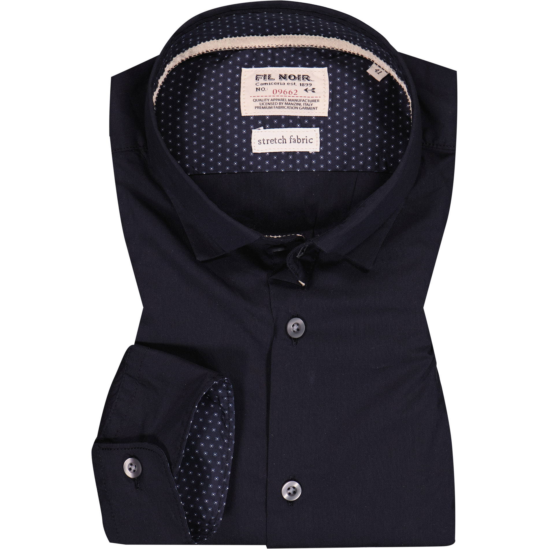 FIL NOIR Herren Hemd schwarz Baumwoll-Stretch