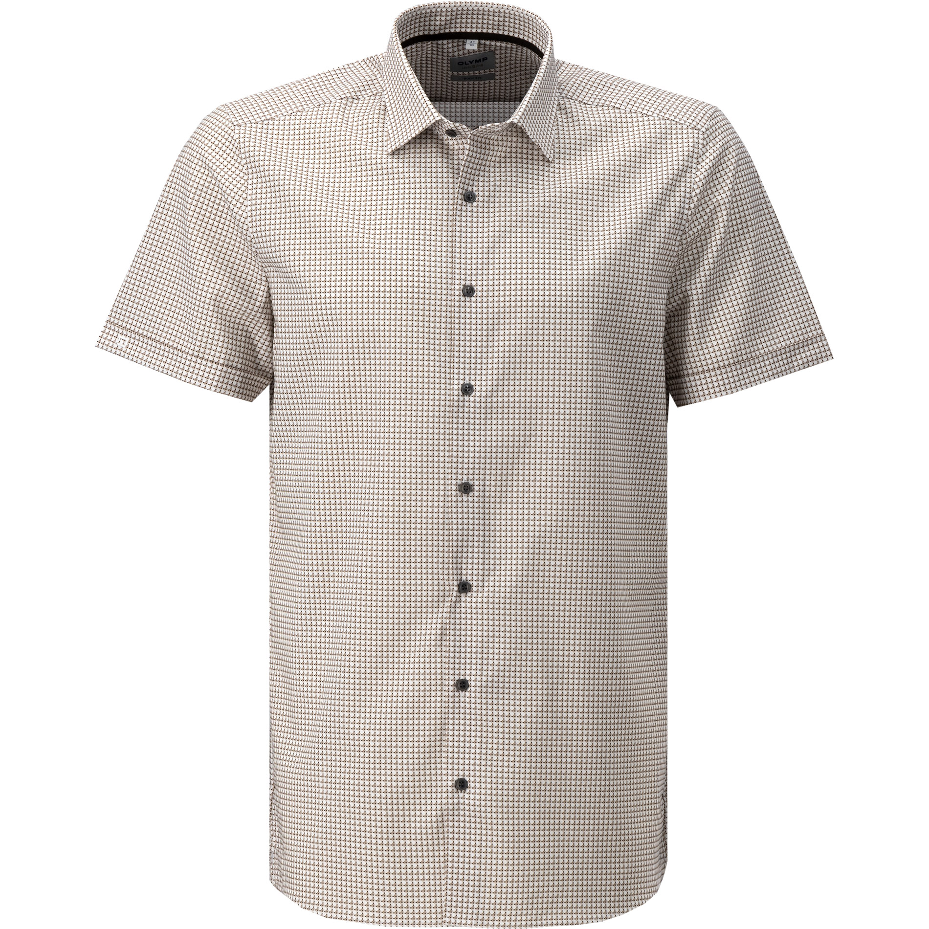 OLYMP Herren Kurzarmhemd beige gemustert