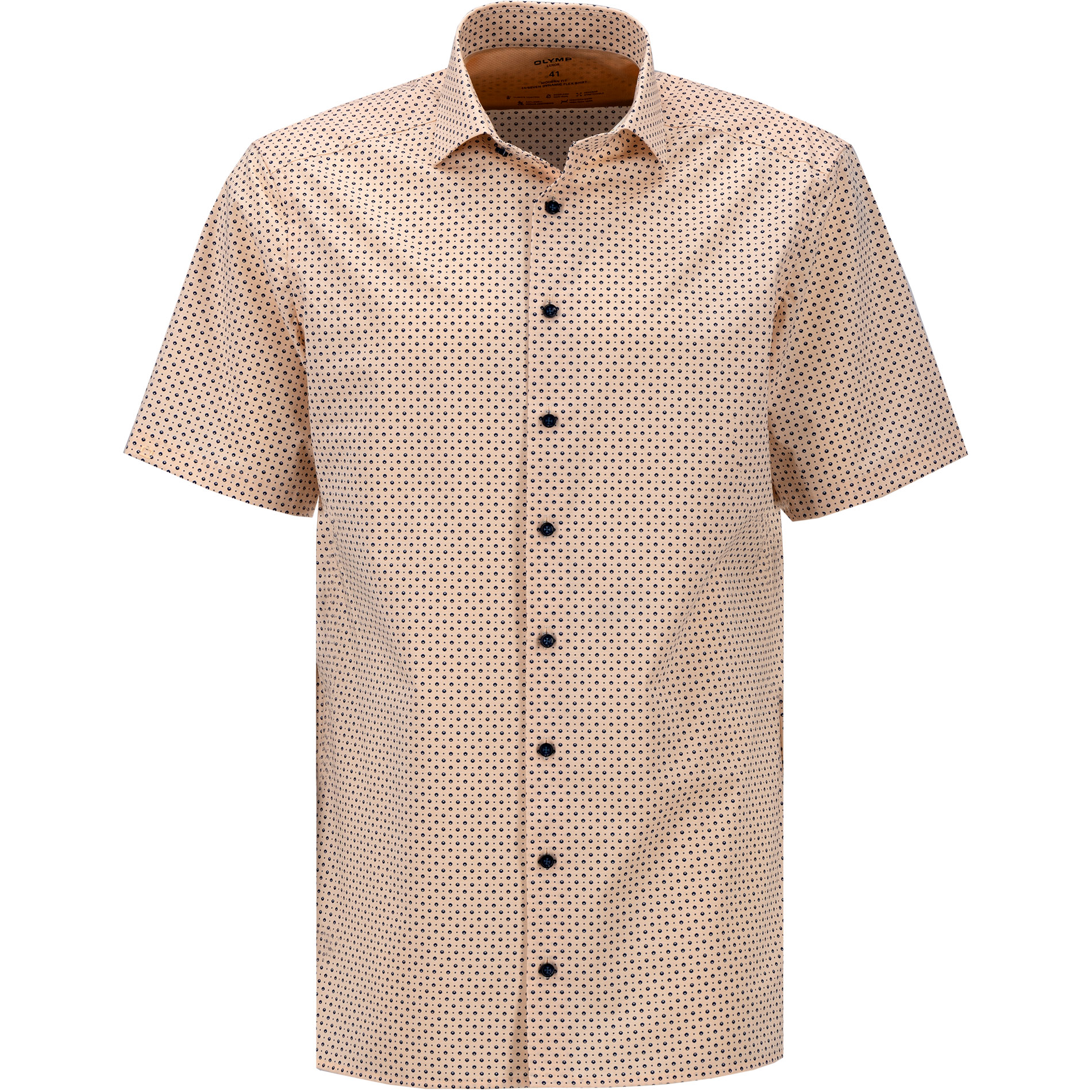 OLYMP Herren Kurzarmhemd orange gemustert
