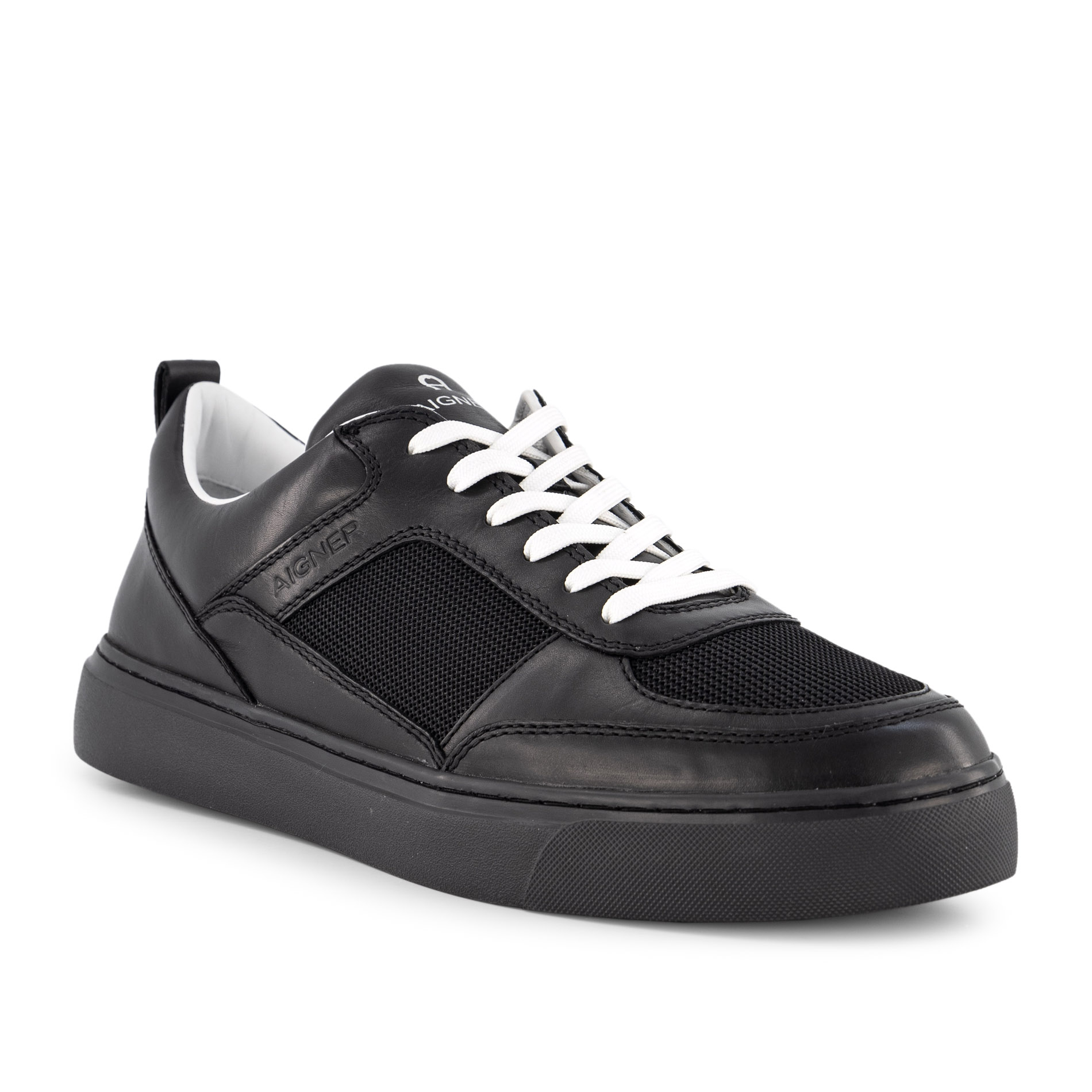 AIGNER Herren Sneaker schwarz Glattleder