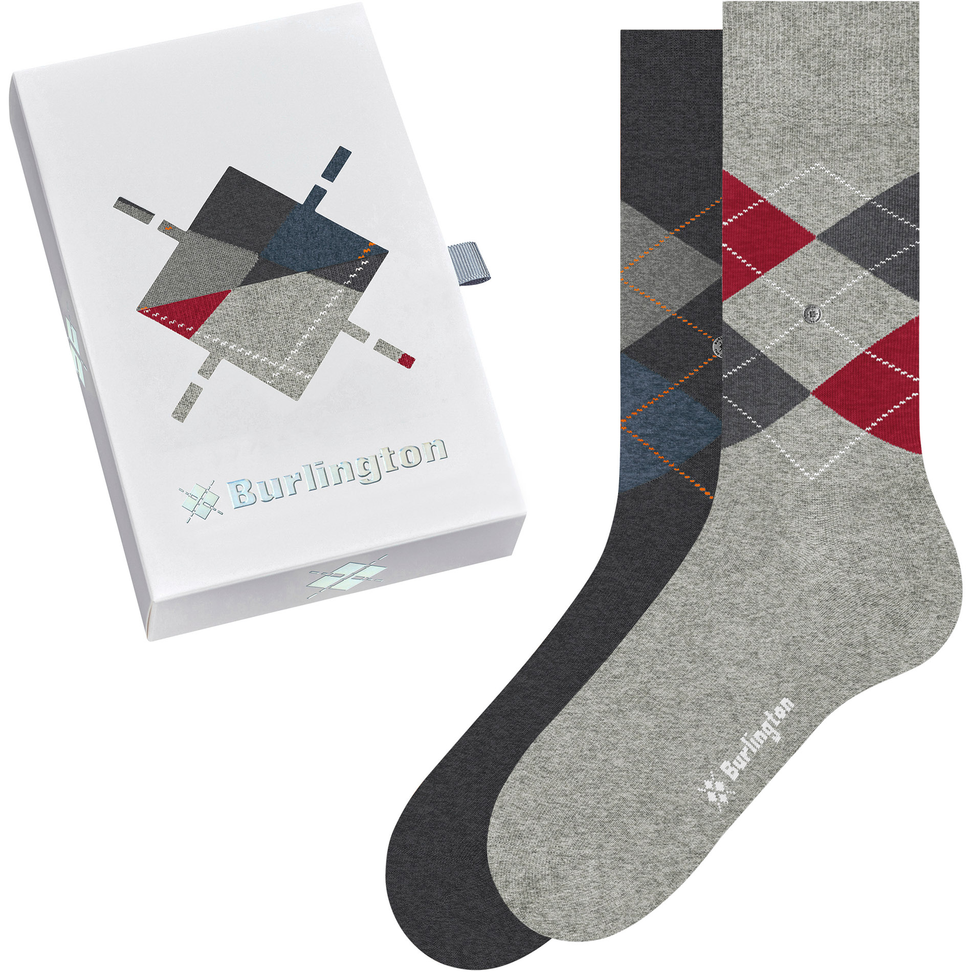 Burlington Herren Socken grau Baumwolle gemustert