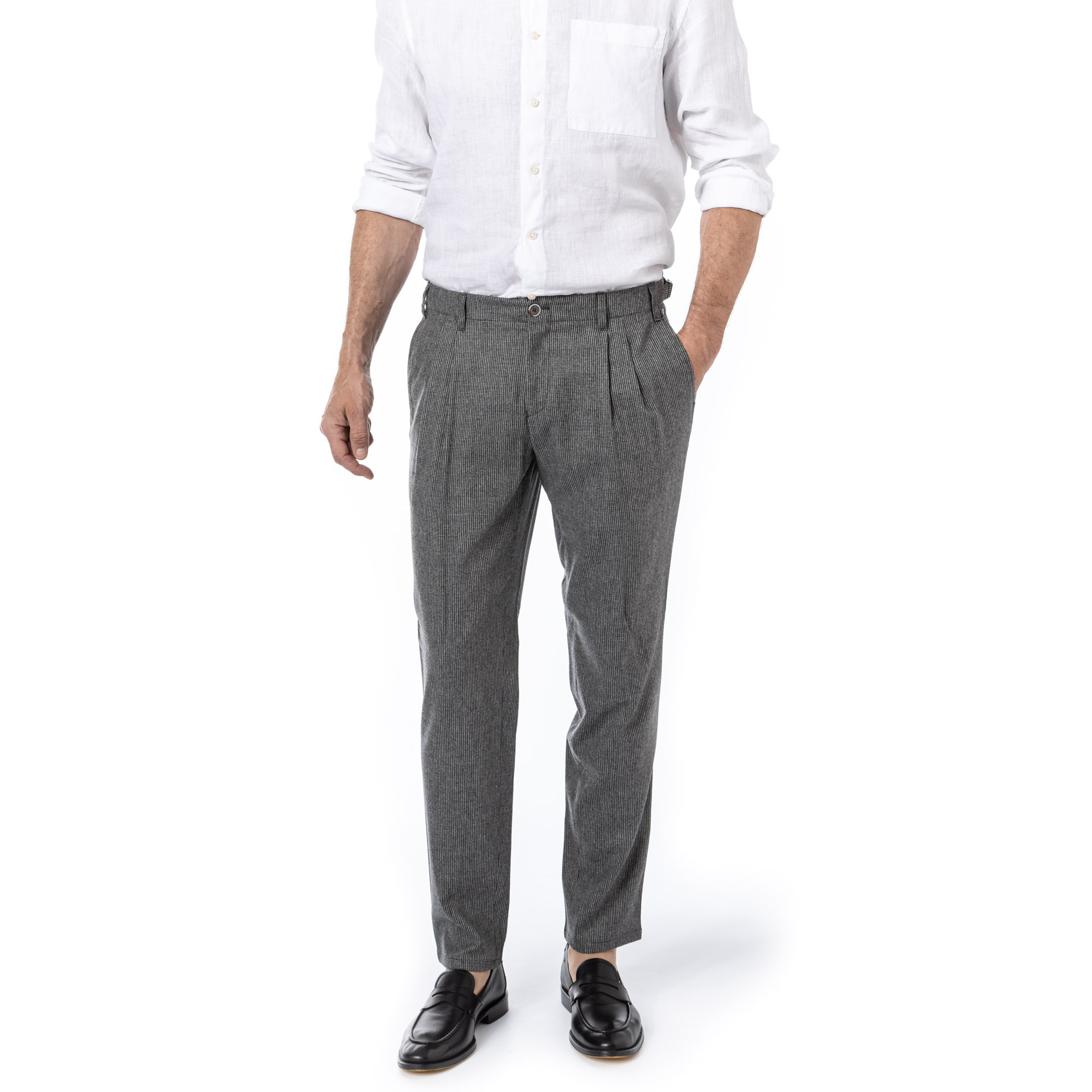 HILTL Herren Hose grau Flanell gemustert