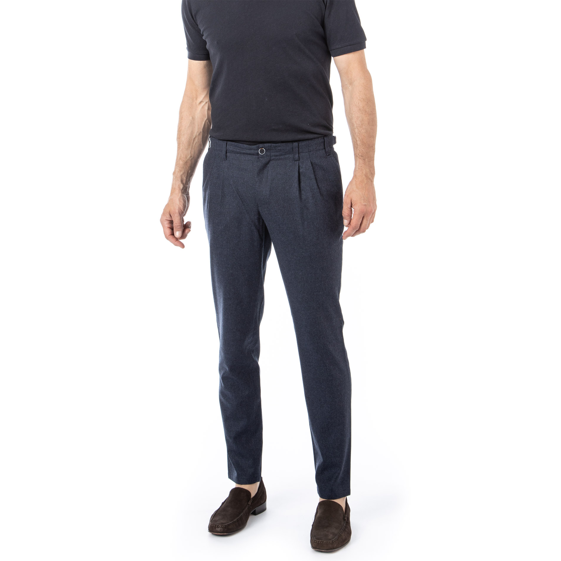 HILTL Herren Hose blau Flanell gemustert