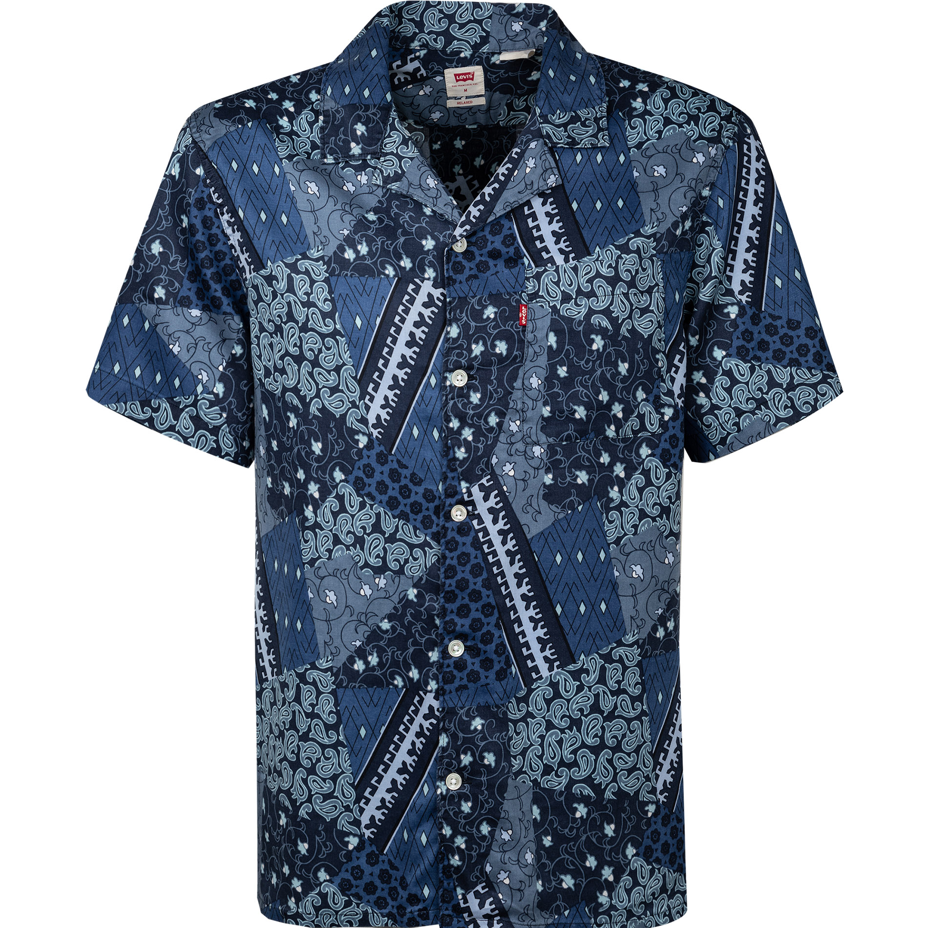 Levi's® Herren Kurzarmhemd blau Mikrofaser gemustert