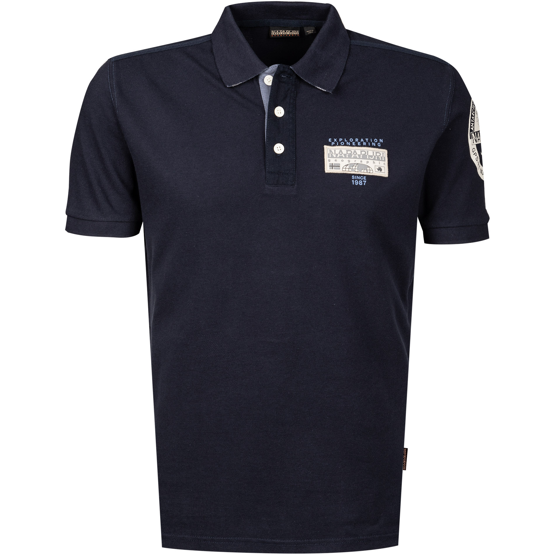 NAPAPIJRI Herren Polo-Shirt blau Baumwoll-Piqué