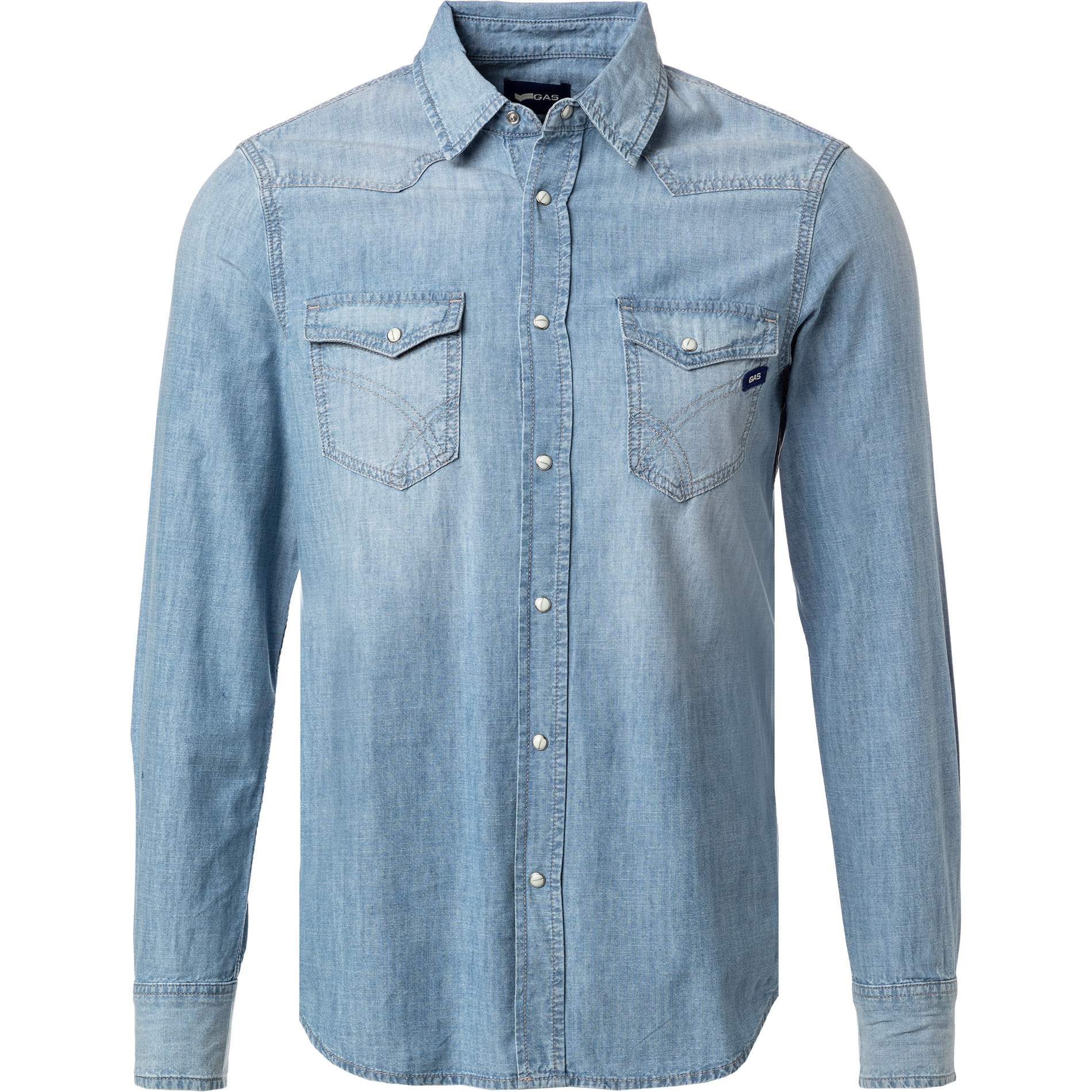GAS Herren Jeanshemd blau Baumwolle