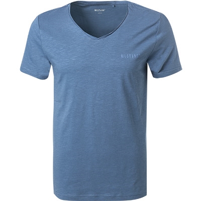 T-Shirt Baumwolle blau meliert