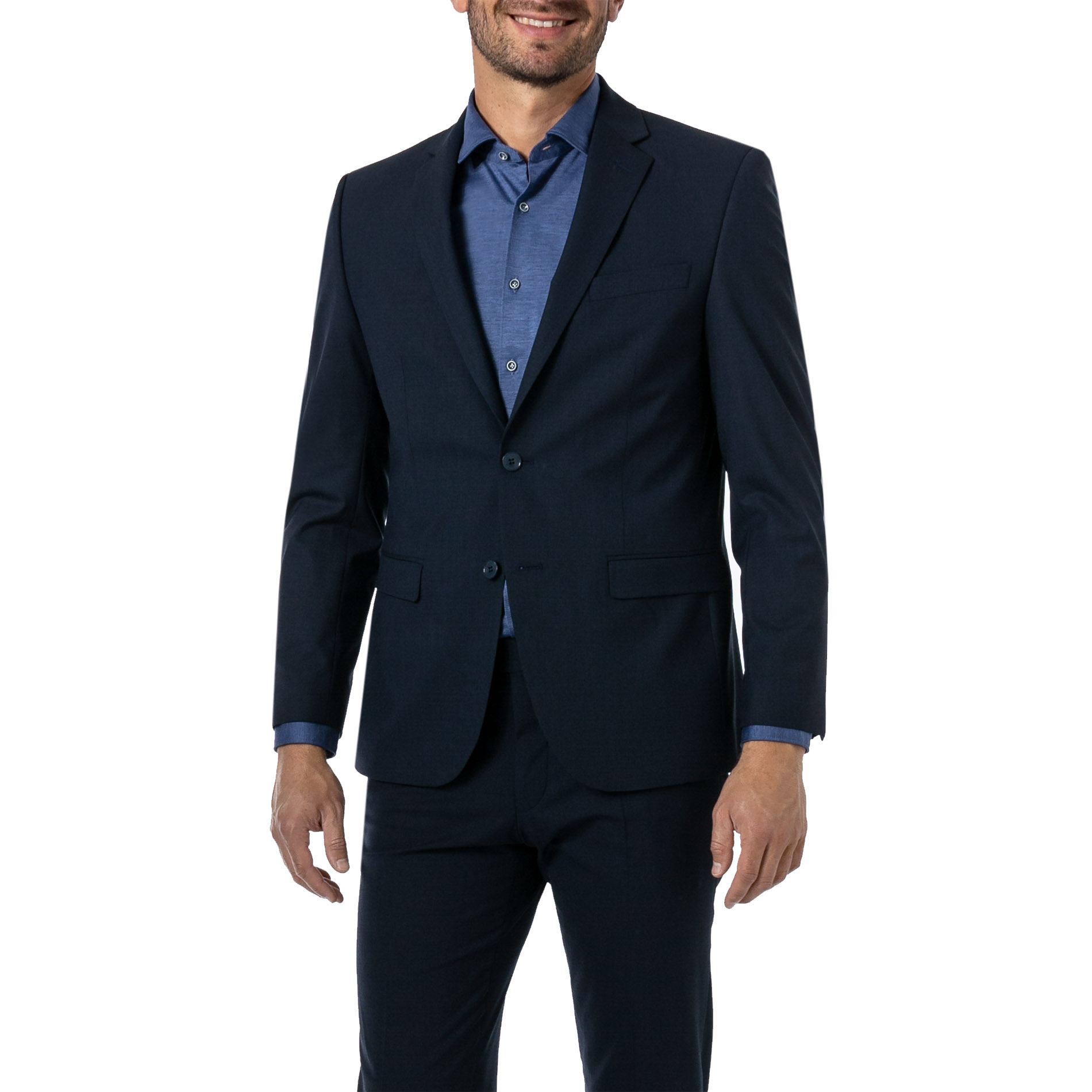 HECHTER PARIS Herren Sakko blau Schurwoll-Stretch