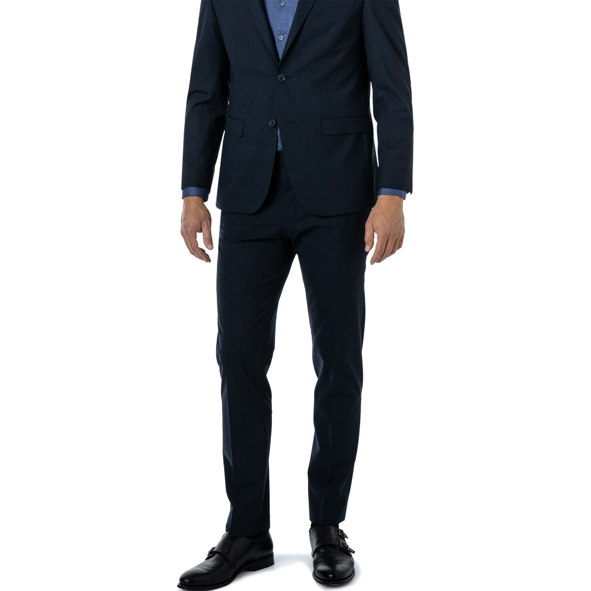 HECHTER PARIS Herren Hose blau Schurwoll-Stretch