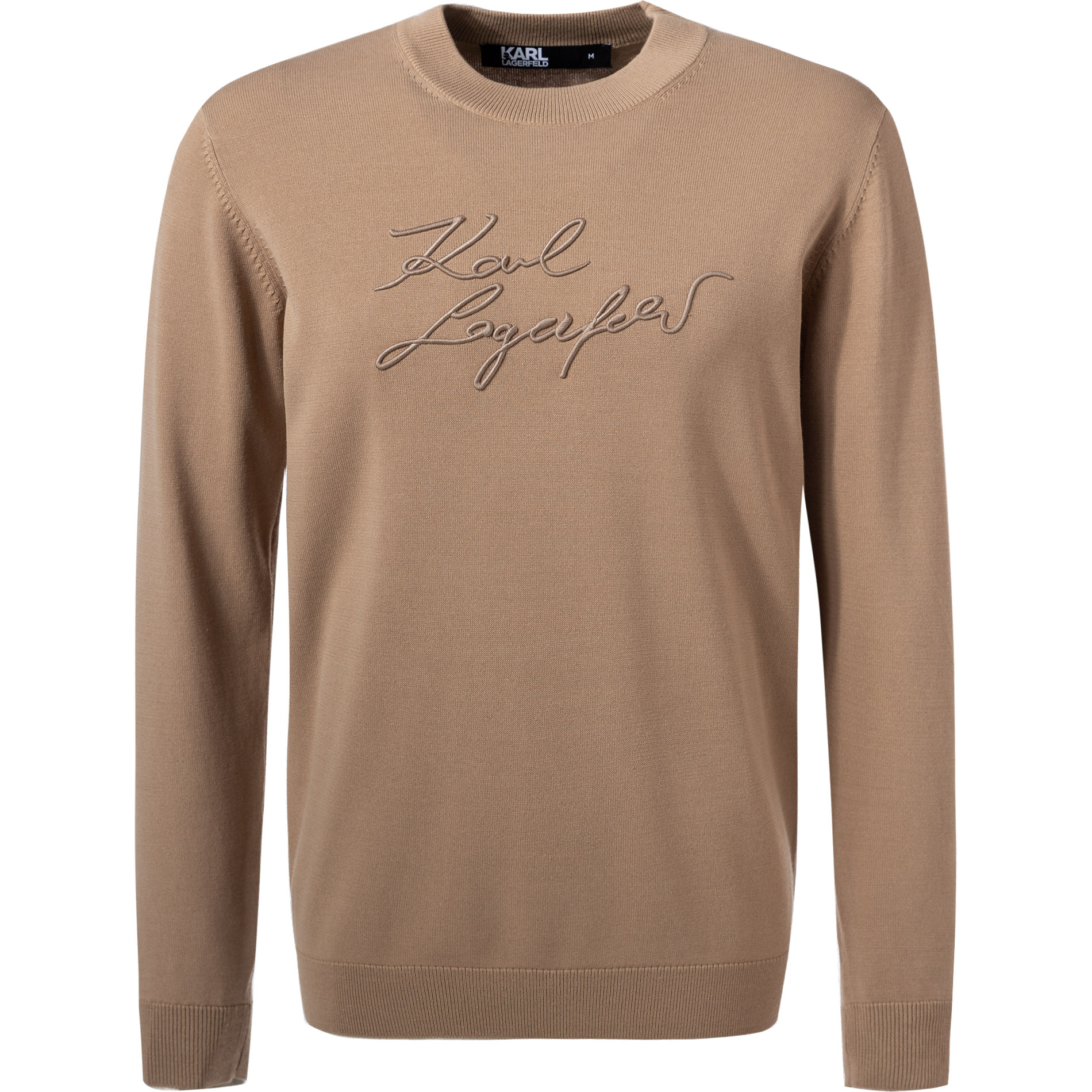 KARL LAGERFELD Herren Pullover beige Baumwolle Motiv
