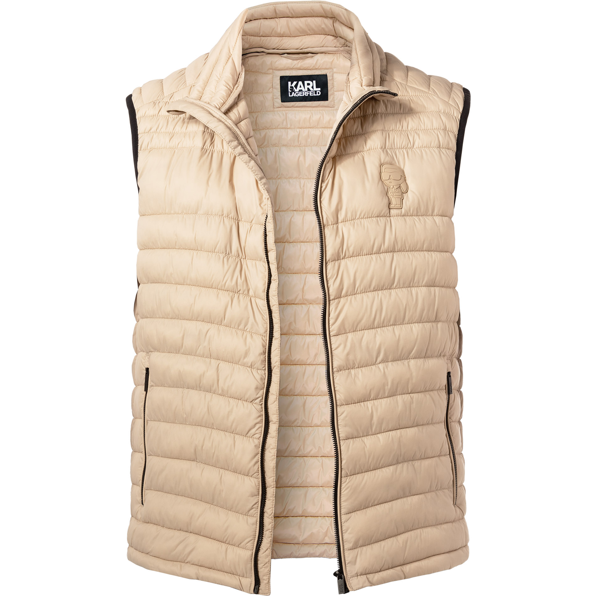 KARL LAGERFELD Herren Steppweste beige Mikrofaser unifarben