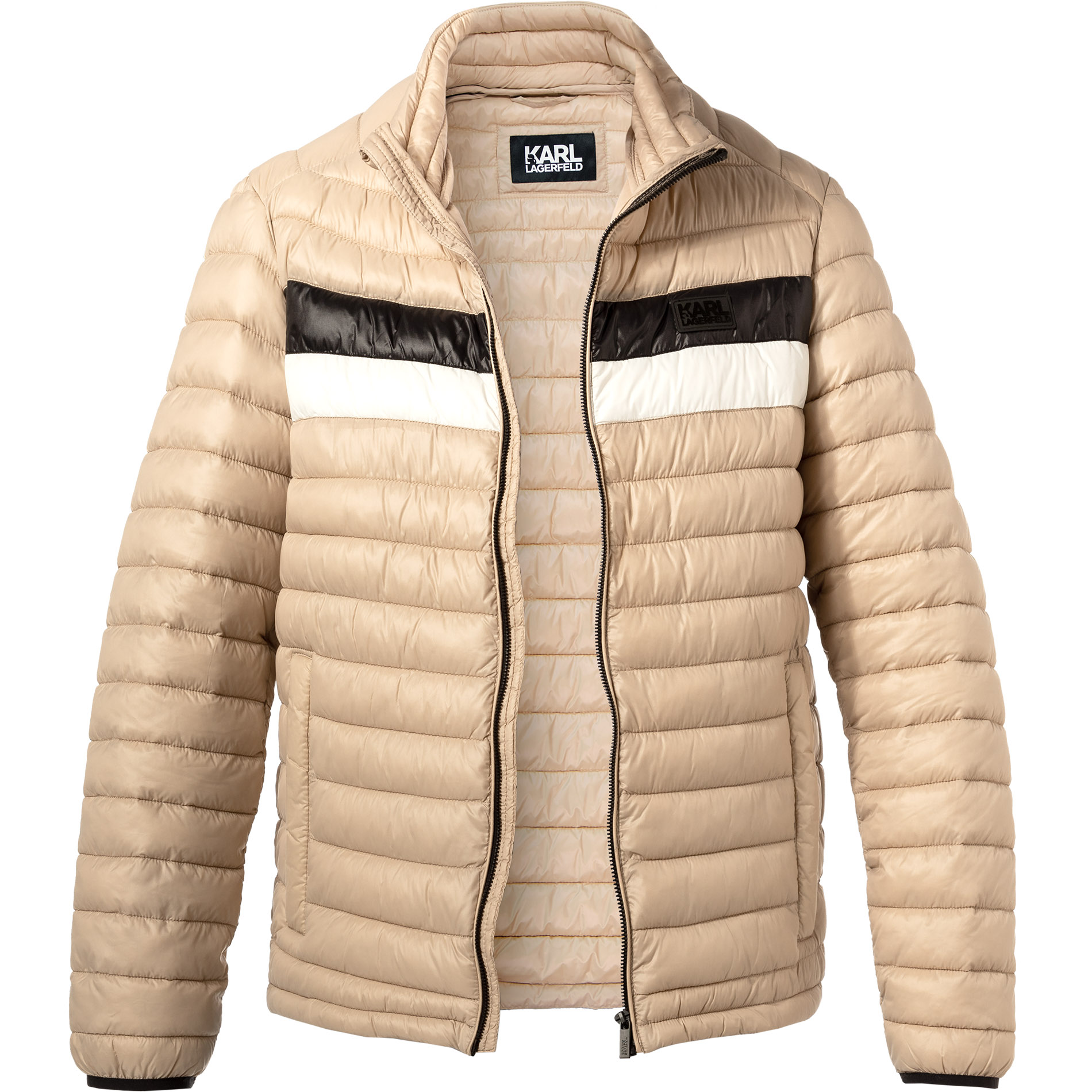 KARL LAGERFELD Herren Jacke beige Mikrofaser unifarben