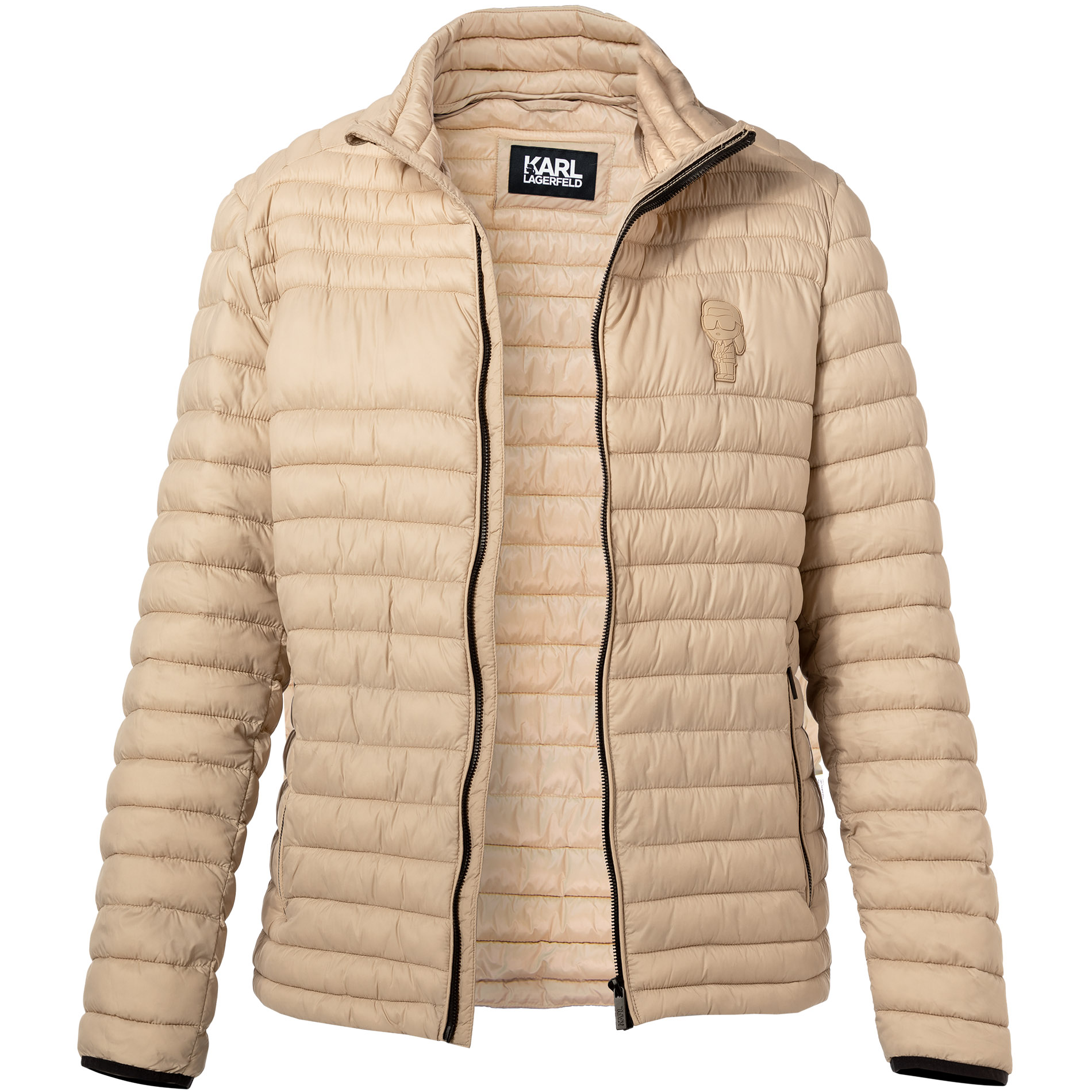 KARL LAGERFELD Herren Steppjacke beige Mikrofaser unifarben