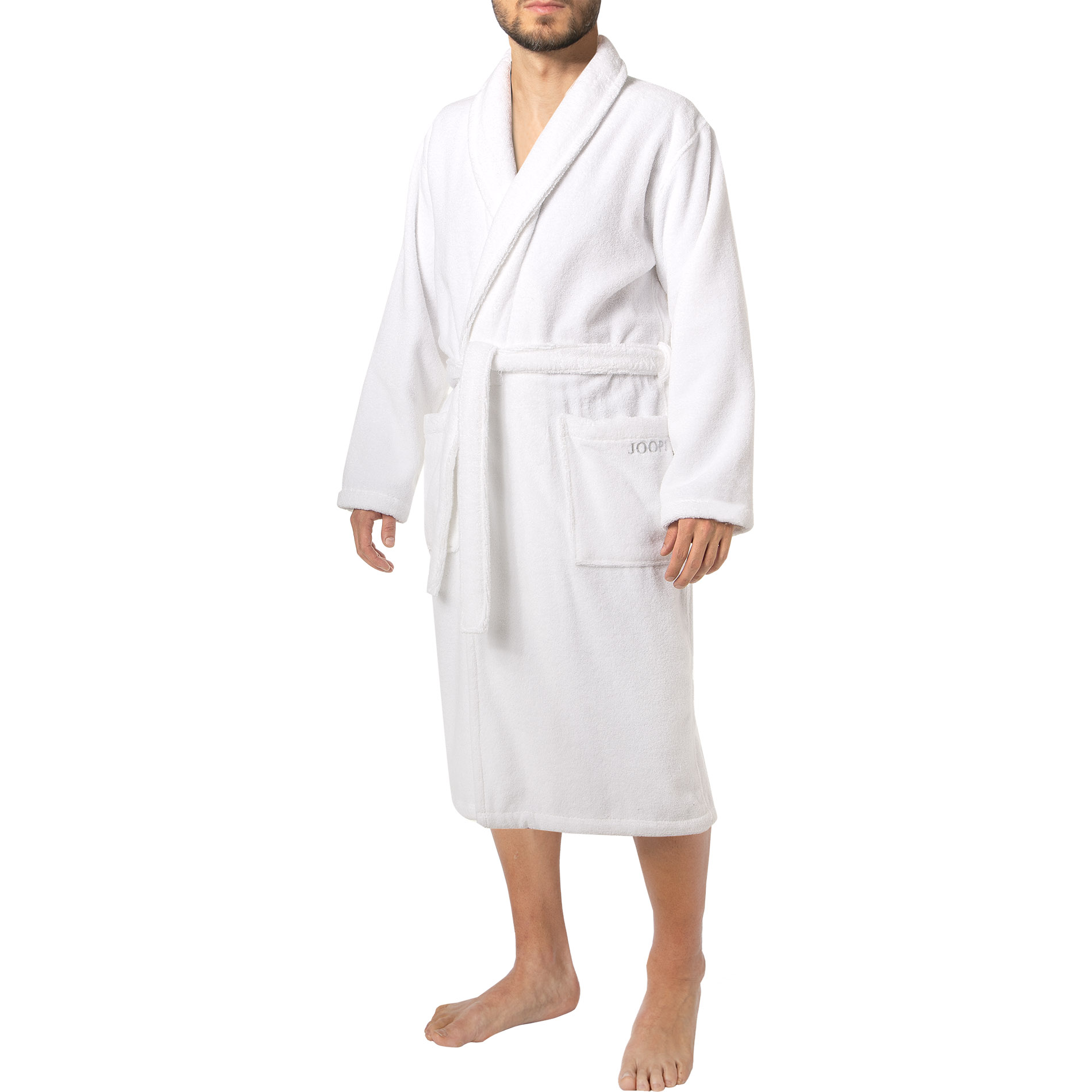 JOOP! Herren Bademantel weiß Baumwolle & Mix unifarben