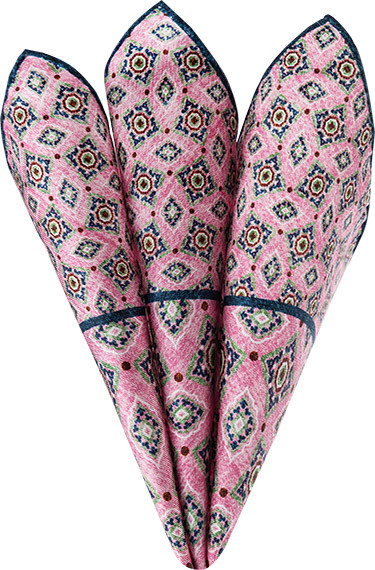 Einstecktuch, Seide, rosa-navy gemustert