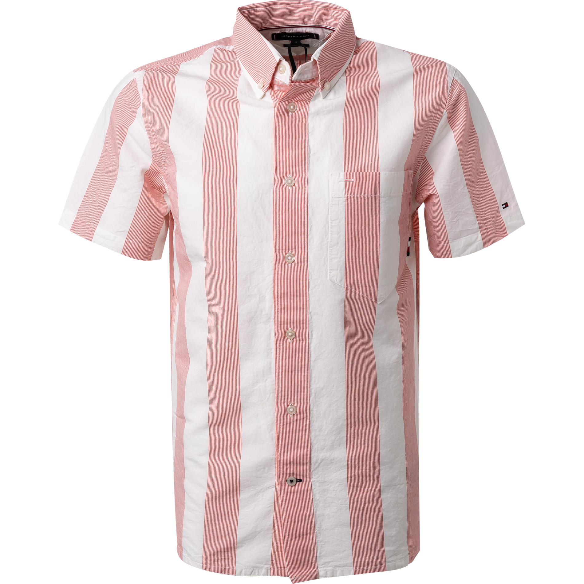 Tommy Hilfiger Herren Kurzarmhemd orange gestreift