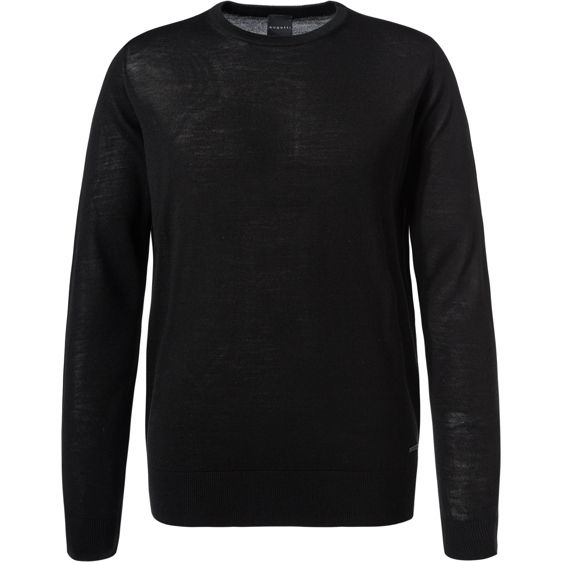 bugatti Herren Pullover schwarz unifarben