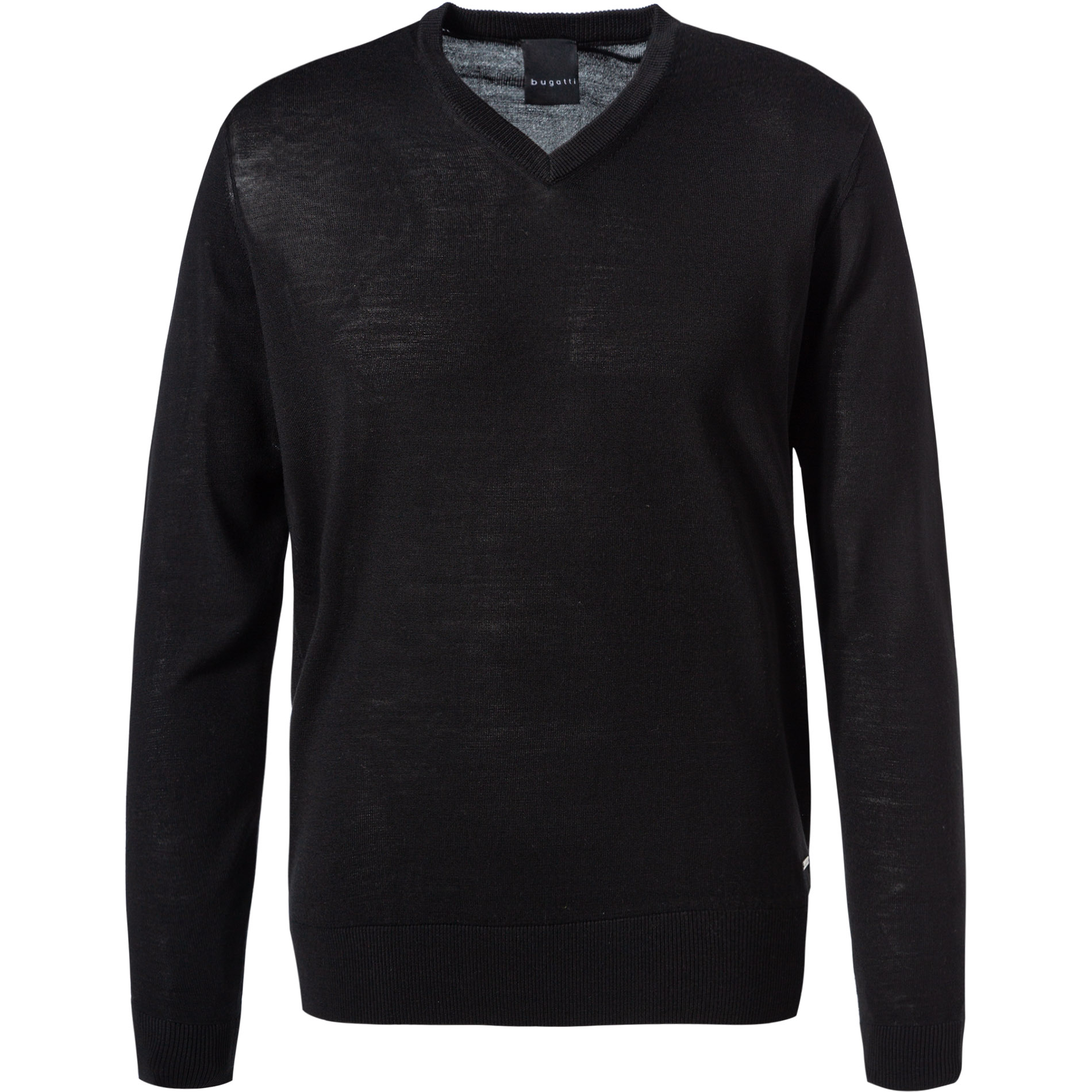 bugatti Herren Pullover schwarz unifarben
