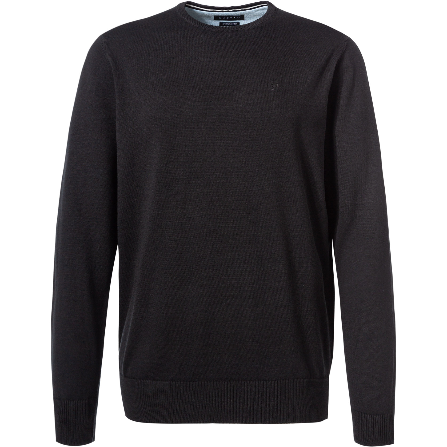 bugatti Herren Pullover schwarz unifarben