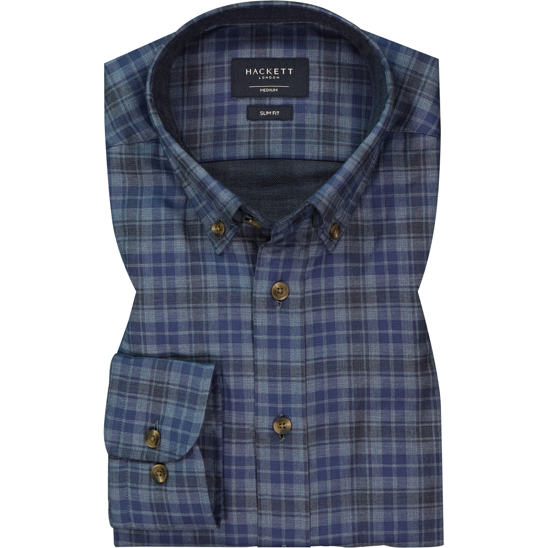 HACKETT Herren Hemd blau kariert Slim Fit