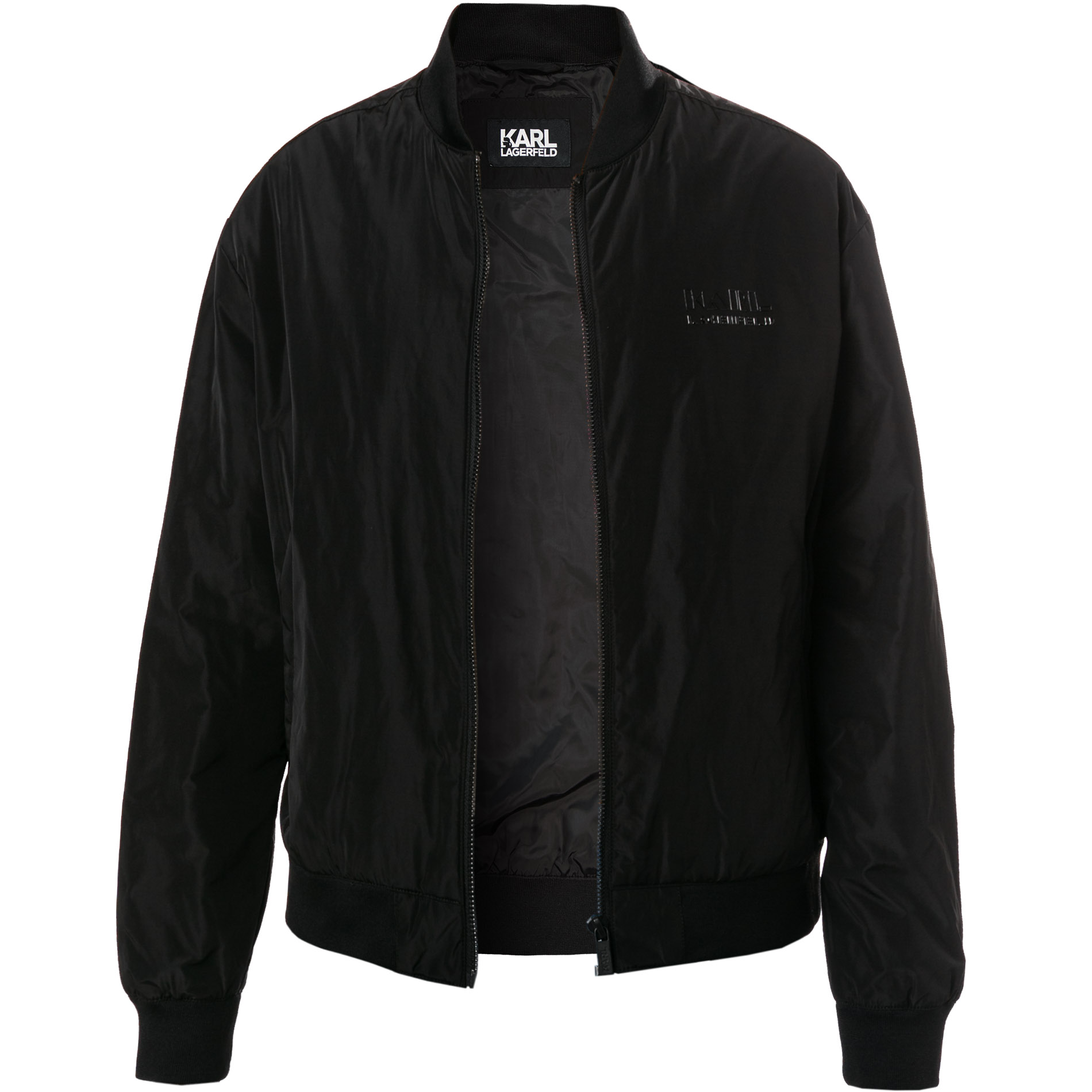 KARL LAGERFELD Herren Blouson schwarz Mikrofaser unifarben