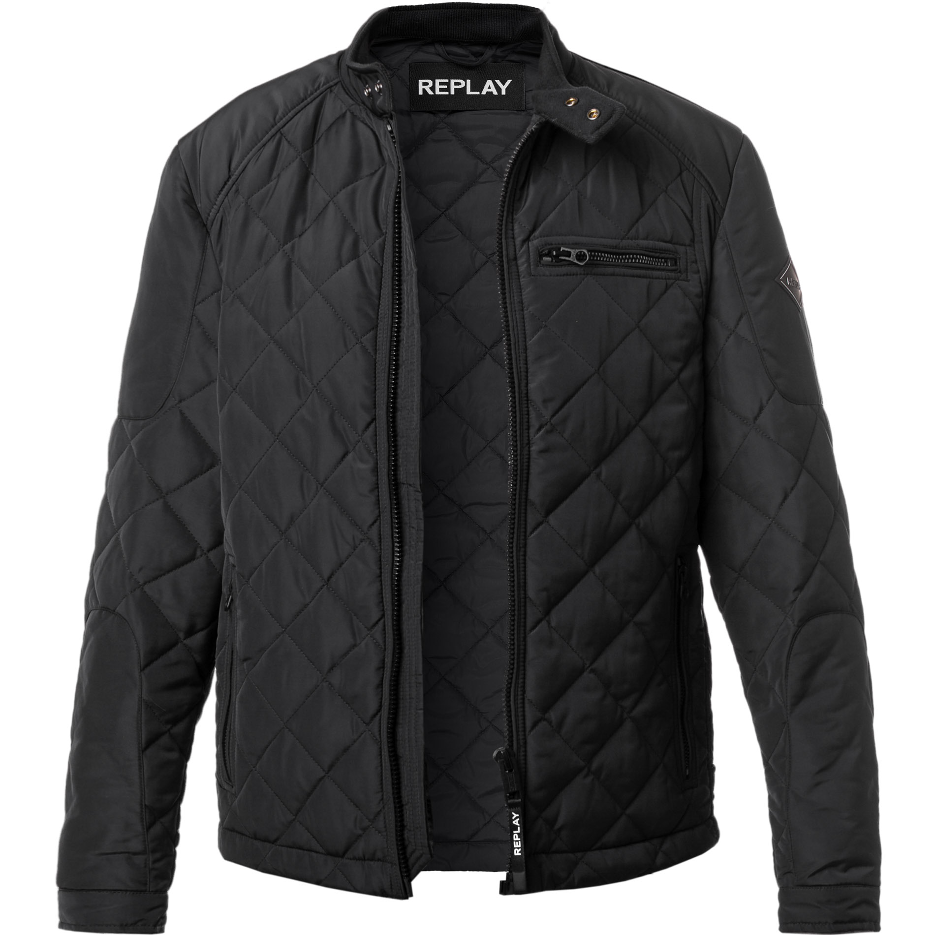 Replay Herren Steppjacke schwarz unifarben