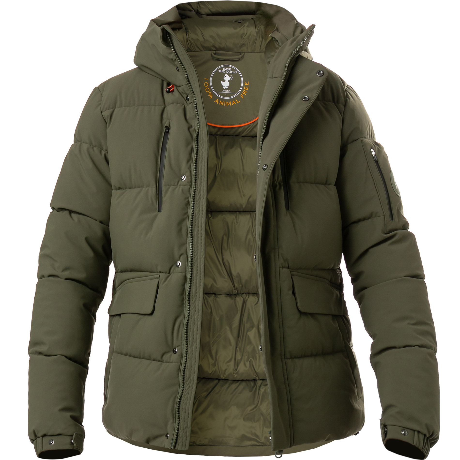 SAVE THE DUCK Herren Steppjacke grün Mikrofaser unifarben