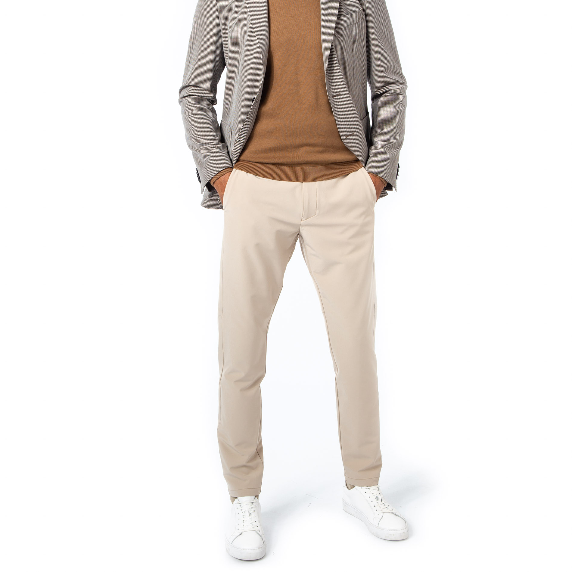 BOSS Green Herren Hose beige Mikrofaser Slim Fit