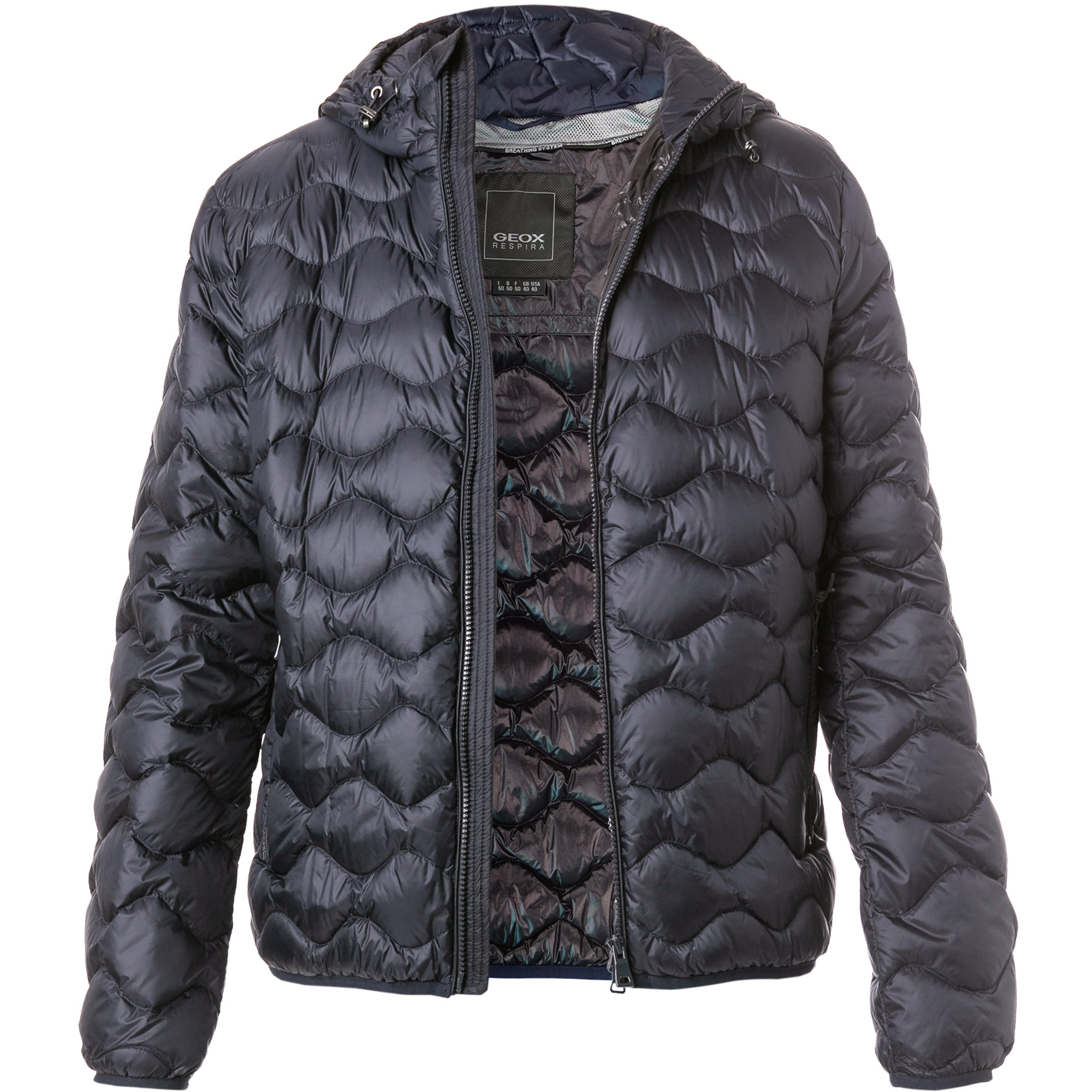 GEOX Herren Daunenjacke blau Mikrofaser unifarben