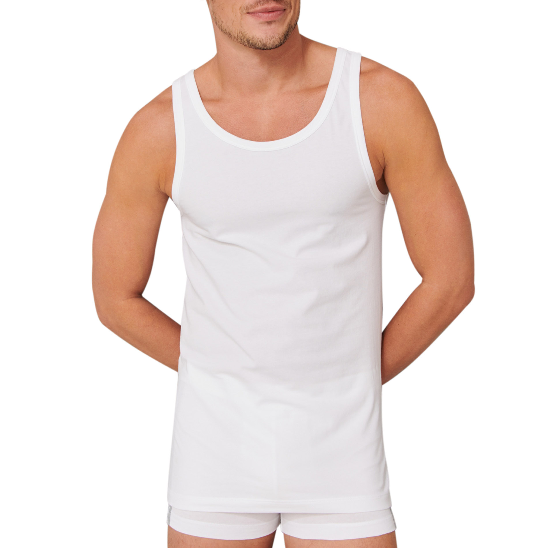 Schiesser Herren Unterhemd Schwarz Baumwolle & Mix