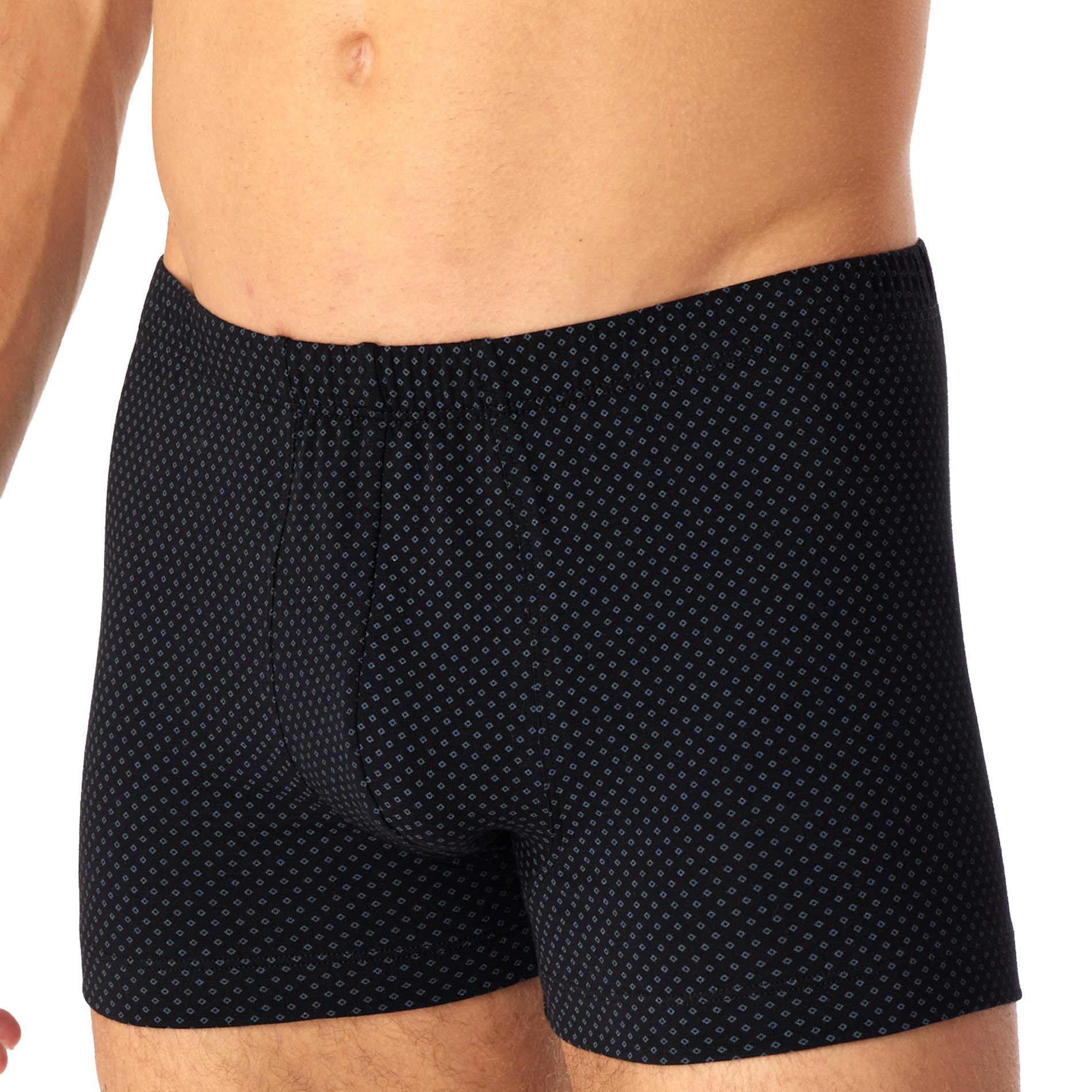 Schiesser Herren Shorts schwarz Baumwolle gemustert