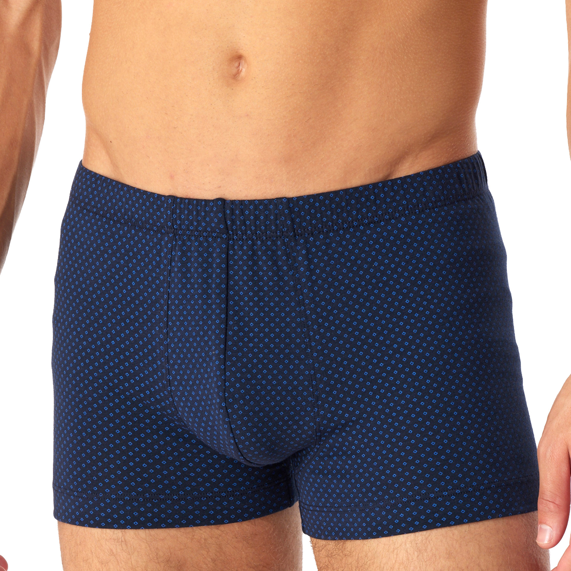 Schiesser Herren Shorts blau Baumwolle gemustert