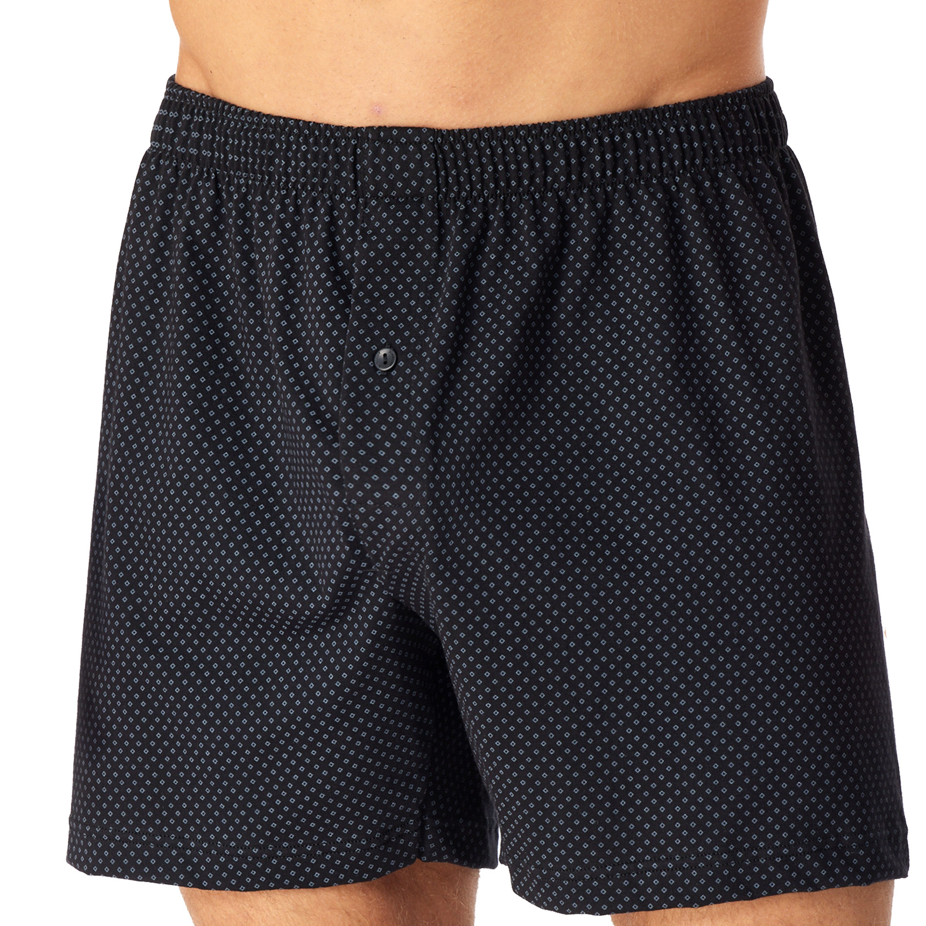Schiesser Herren Boxershorts Schwarz Reine Baumwolle Gemustert