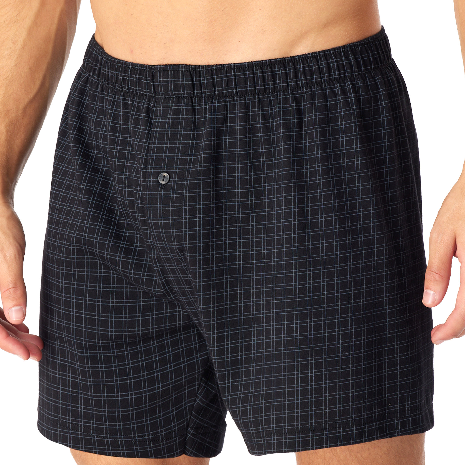 Schiesser Herren Boxershorts schwarz Baumwolle kariert