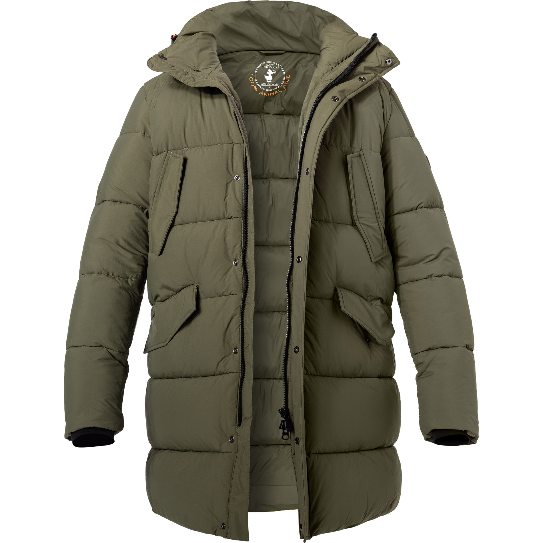 SAVE THE DUCK Herren Steppjacke grün Mikrofaser unifarben