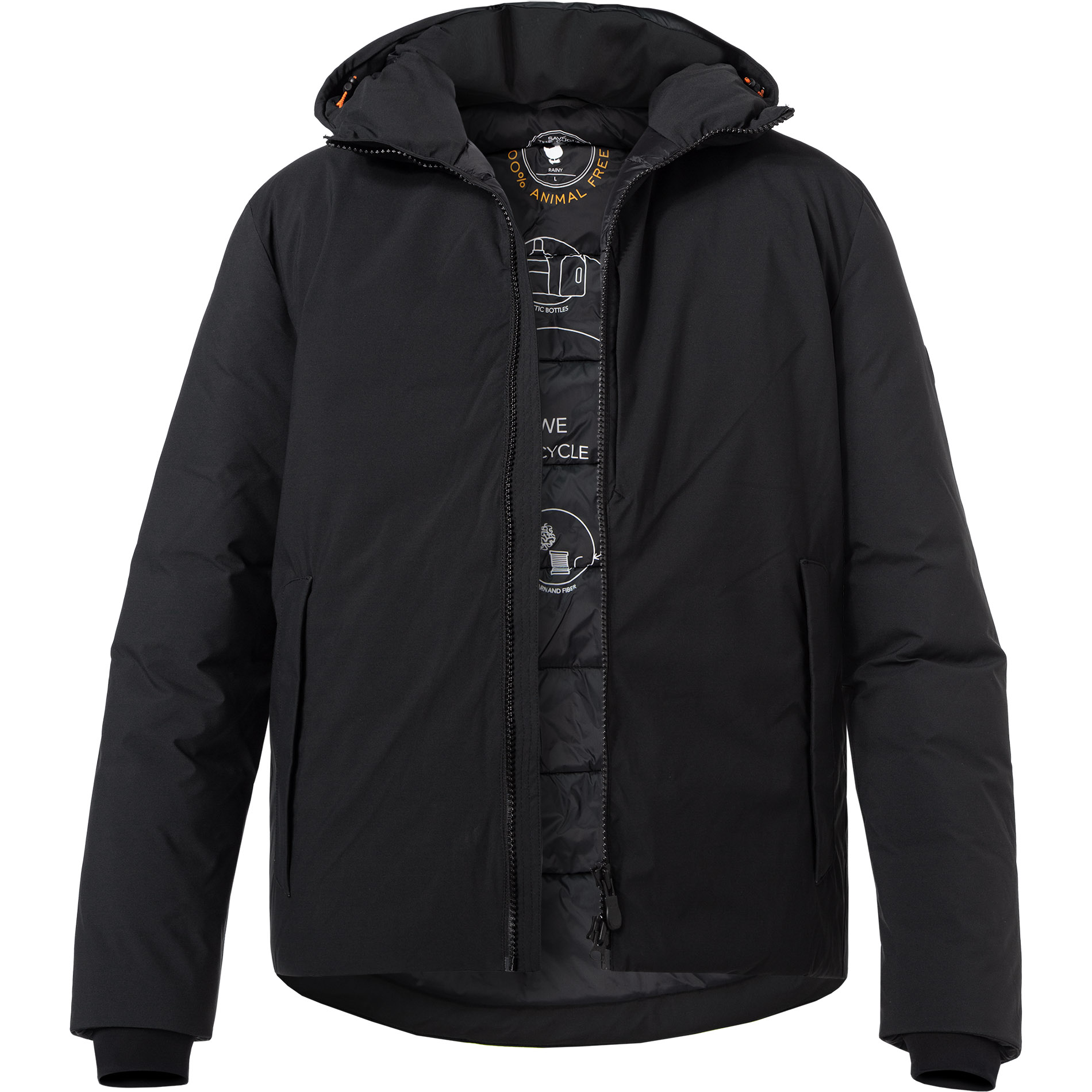 SAVE THE DUCK Herren Jacke schwarz Mikrofaser unifarben