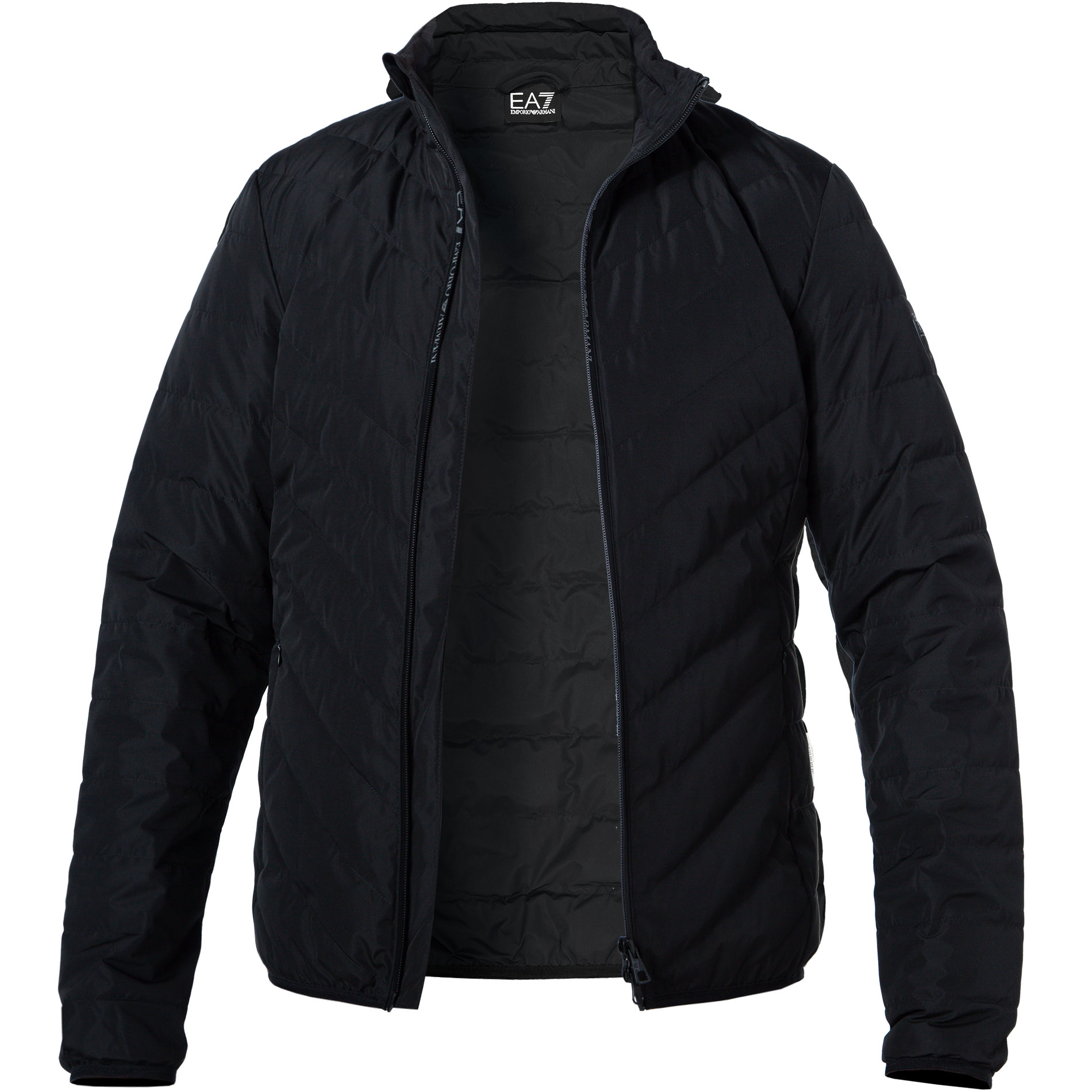 EA7 Herren Daunenjacke Schwarz Unifarben