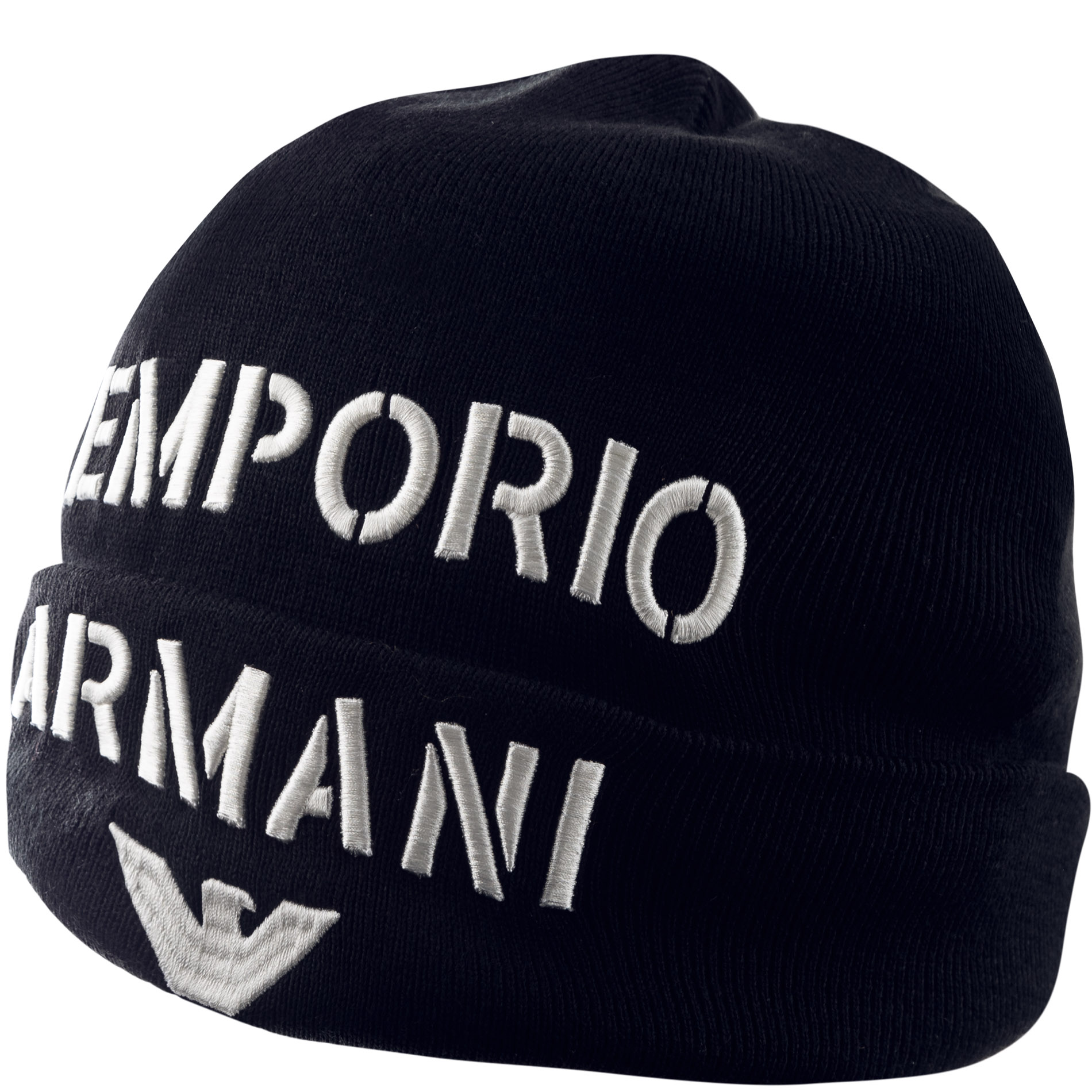 EMPORIO ARMANI Herren Mütze blau Schur-Wolle
