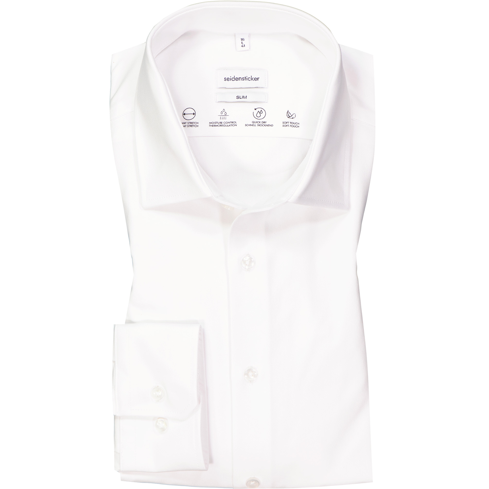 Seidensticker Herren Hemd weiß Baumwoll-Stretch Slim Fit