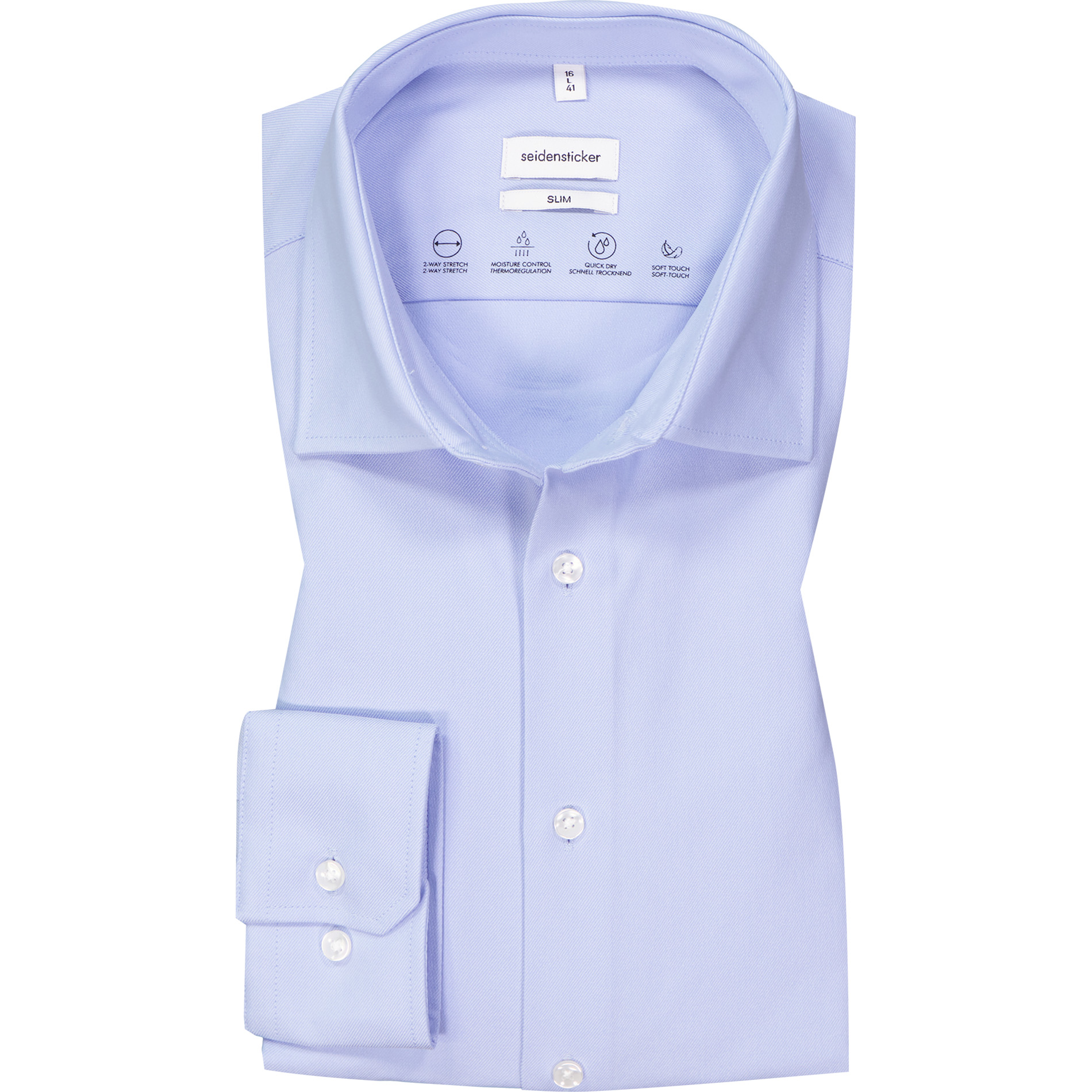 Seidensticker Herren Hemd blau Baumwoll-Stretch Slim Fit